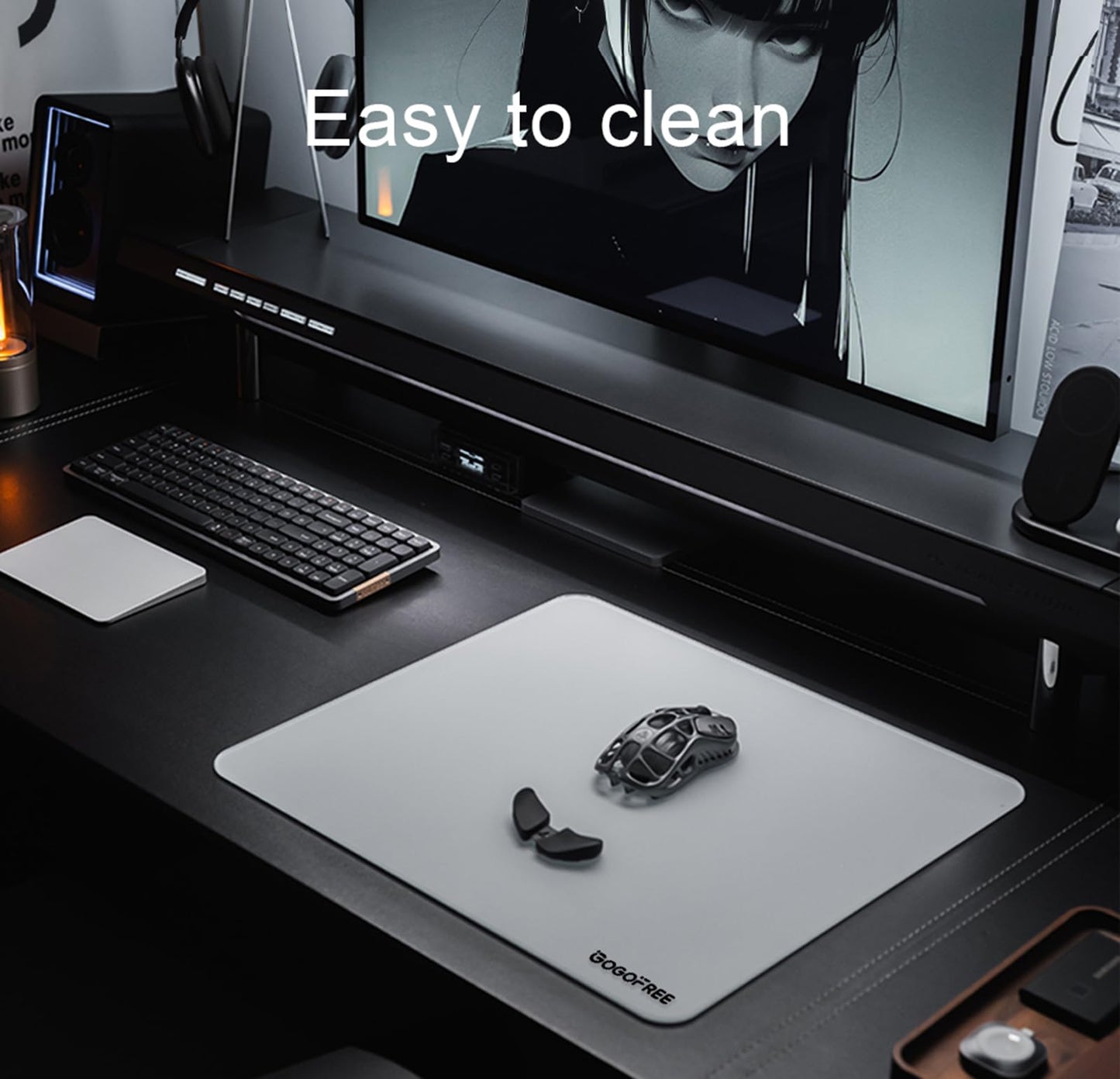 Glass Gaming Mouse Pad, Professional Esport Tempered Glass Mouse Pad Ultra-Smooth Micro-Etched