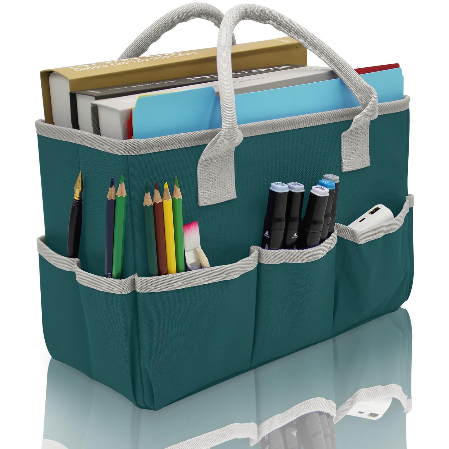 Cupohus Art Organizer Craft Storage Tote Bag with Pockets and Hadles, Oxford Fabric Carrying Caddy