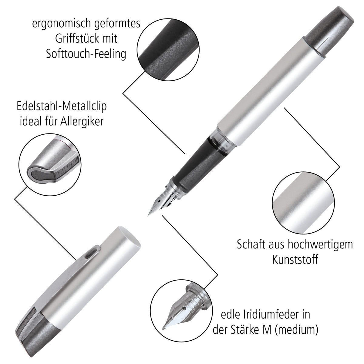 Online Ergonomic Fountain Pen for School/College -Campus Turquoise - Medium Nib, Soft Grip Part