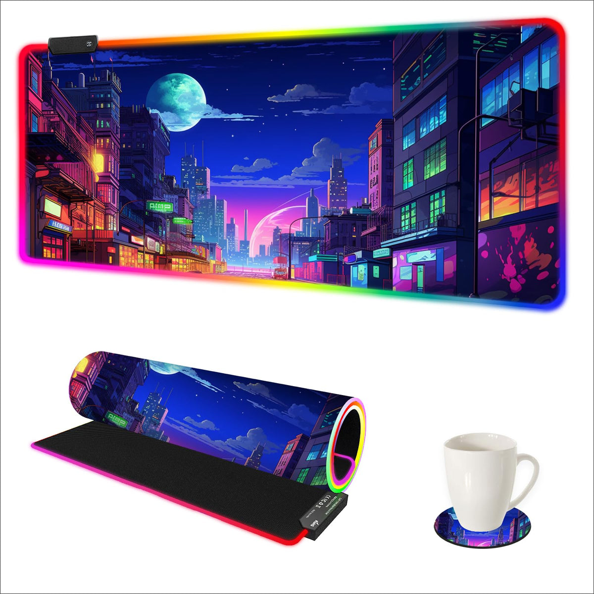 AIMSA RGB Gaming Mouse Pad, Large Mousepad with 14 Led Light Modes, Keyboard Pad Gaming Accessories