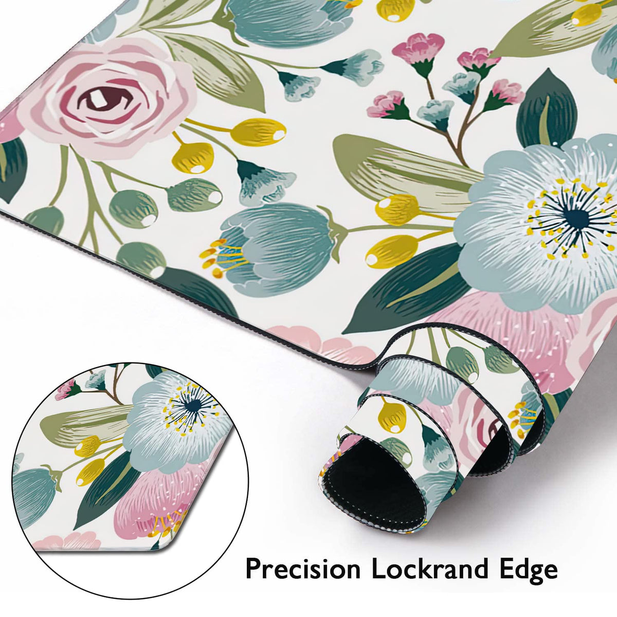 Lovely Floral with Spring Flowers Extended Gaming Mouse Pad Large Desk Mat with Non-Slip Rubber
