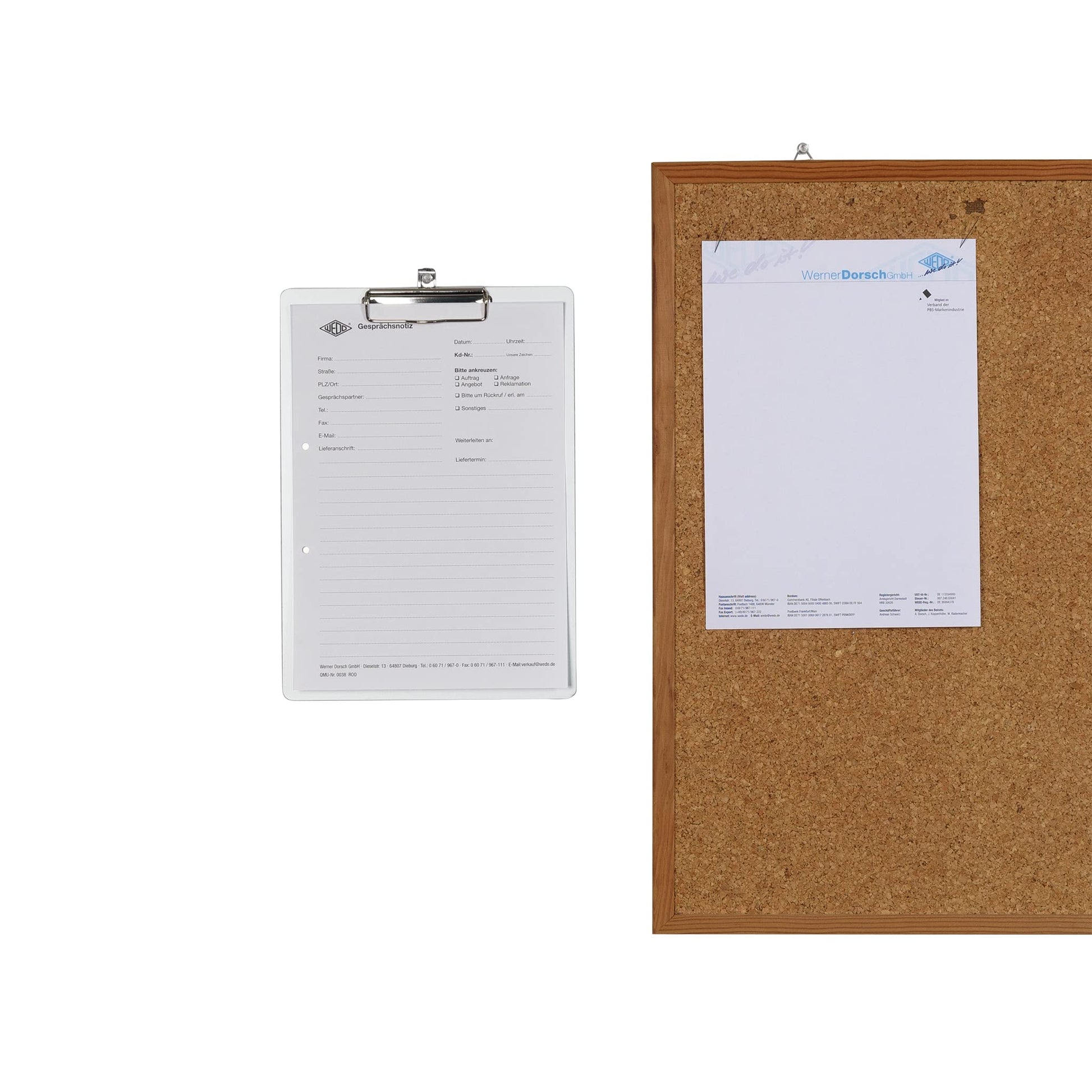 Wedo 057854 Clipboard A4 Writing Board with Rounded Corners Strong Clip and Hanging Hook Aluminium