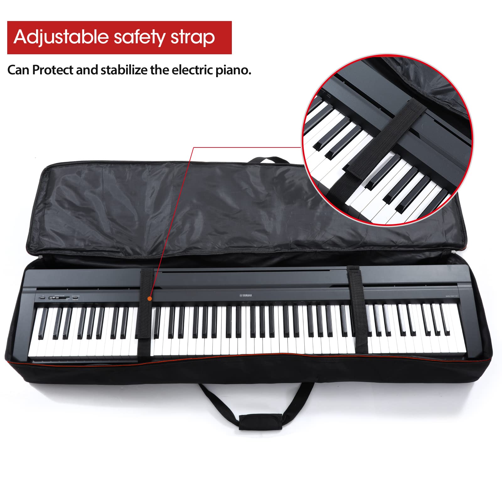 Monkeysell 88 Key Keyboard Case,Soft Padded Piano Gig Bag Large