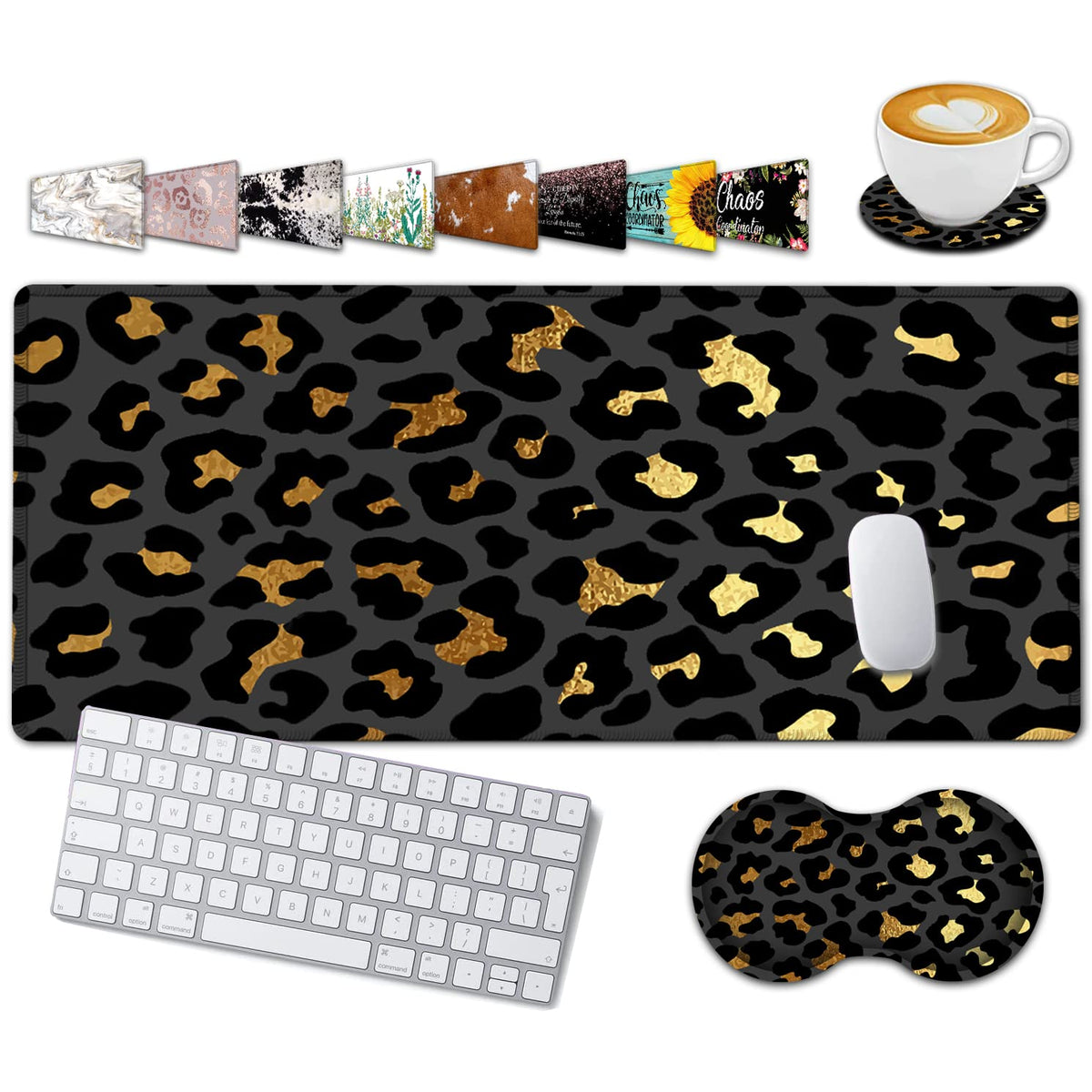 Large Gaming Mouse Pad,31.5x11.8 in Extended Computer Mouse Mat with Non-Slip PU Base, Ergonomic