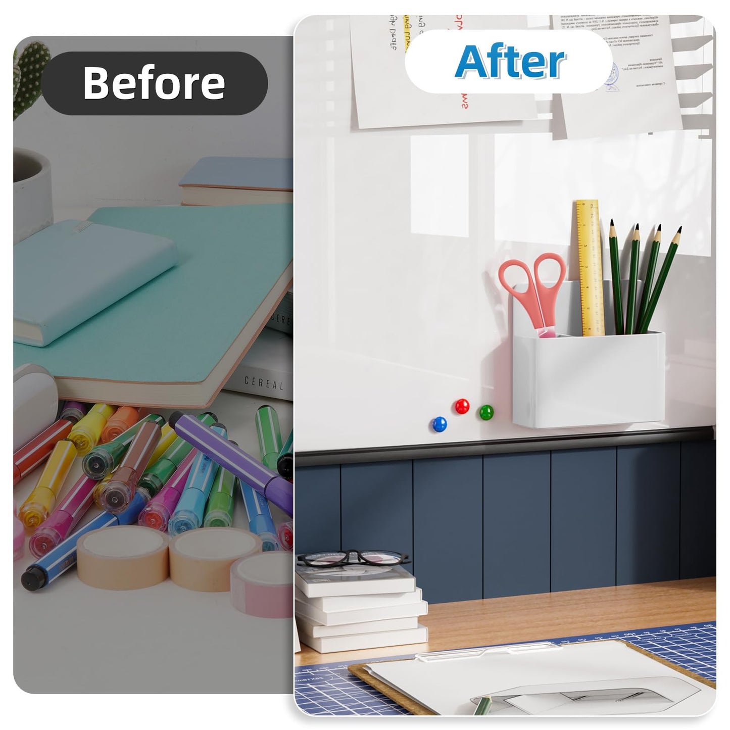 Mabrasse 16p Magnetic Dry Erase Marker Holder,Pen and Eraser Holder for Whiteboard, Magnet Pencil