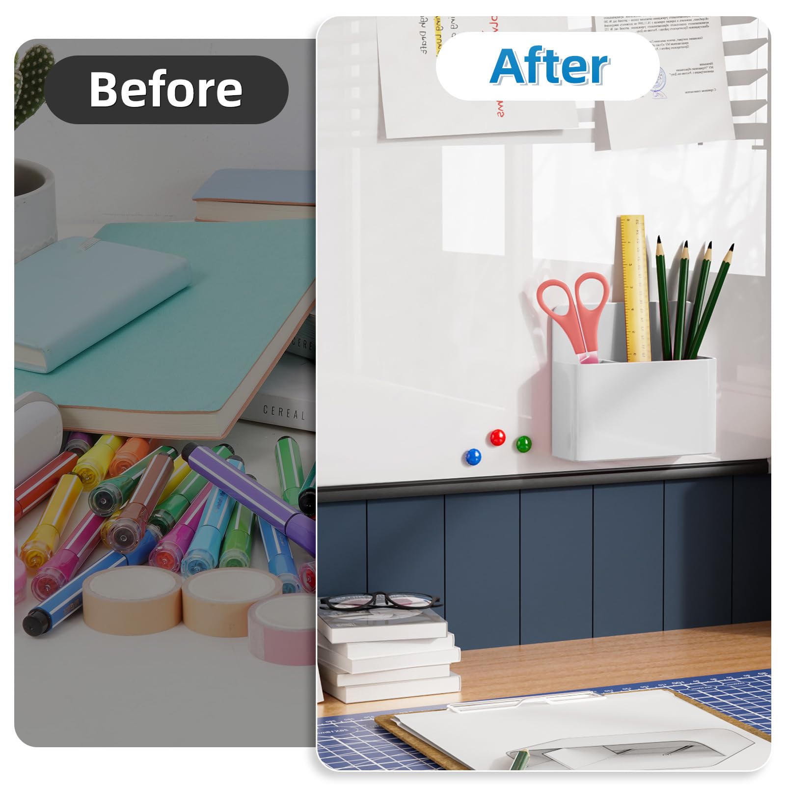 Mabrasse 10p Magnetic Dry Erase Marker Holder,Pen and Eraser Holder for Whiteboard, Magnet Pencil