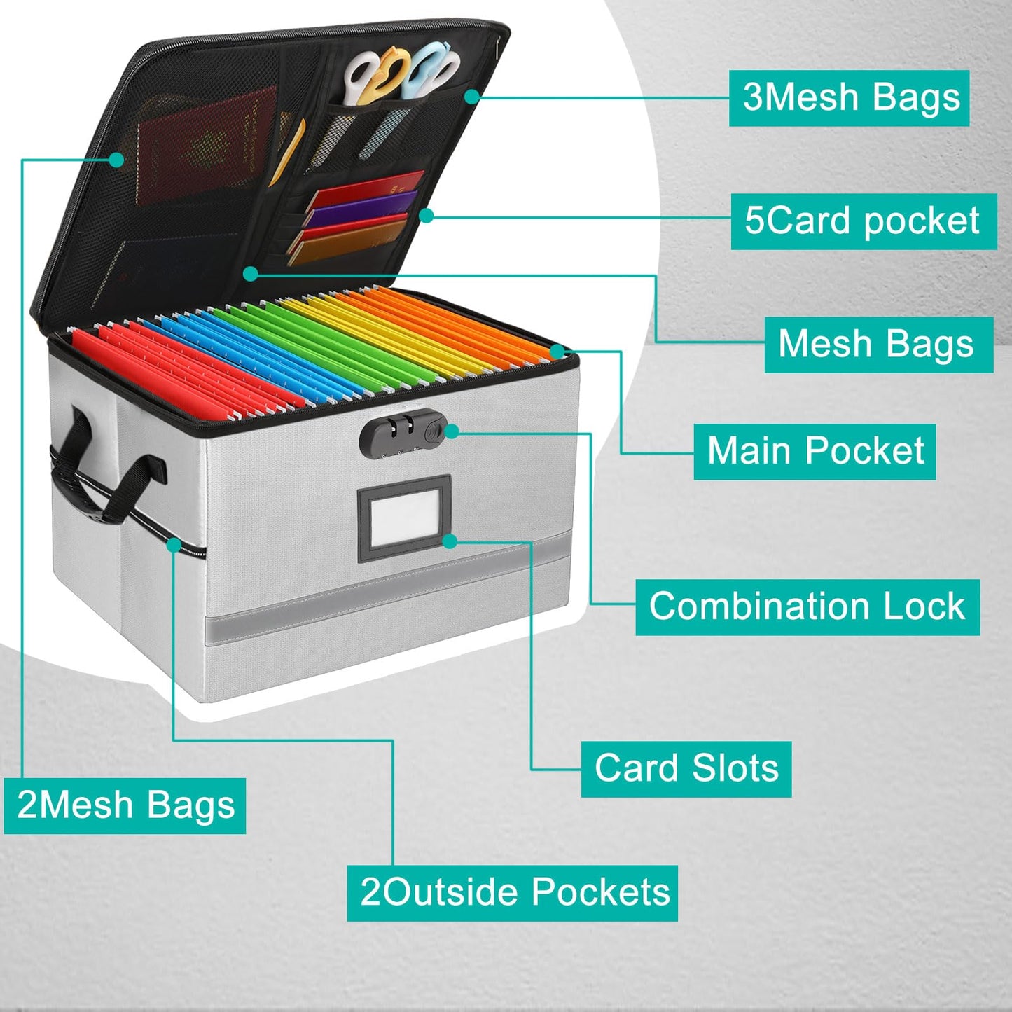 EXLIFBAG Fireproof File Organizer with Lock, 1 Layer