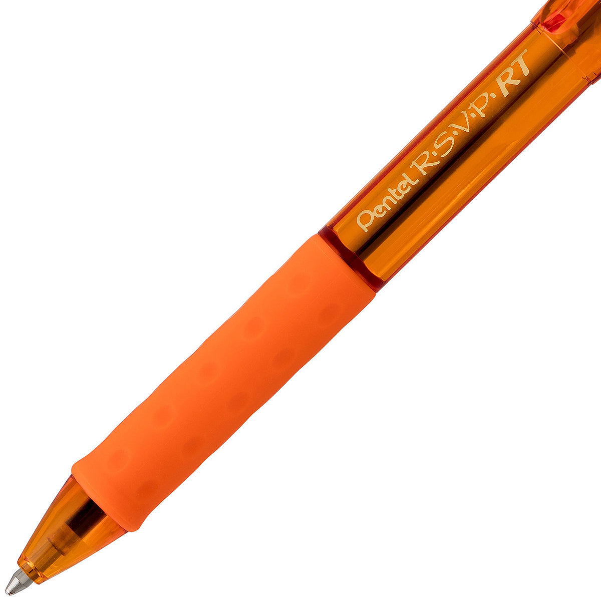 Pentel RSVP RT Colors Retractable Ballpoint Pen, (1.0mm) Medium Line, Barrel, Orange Ink, Box of 12