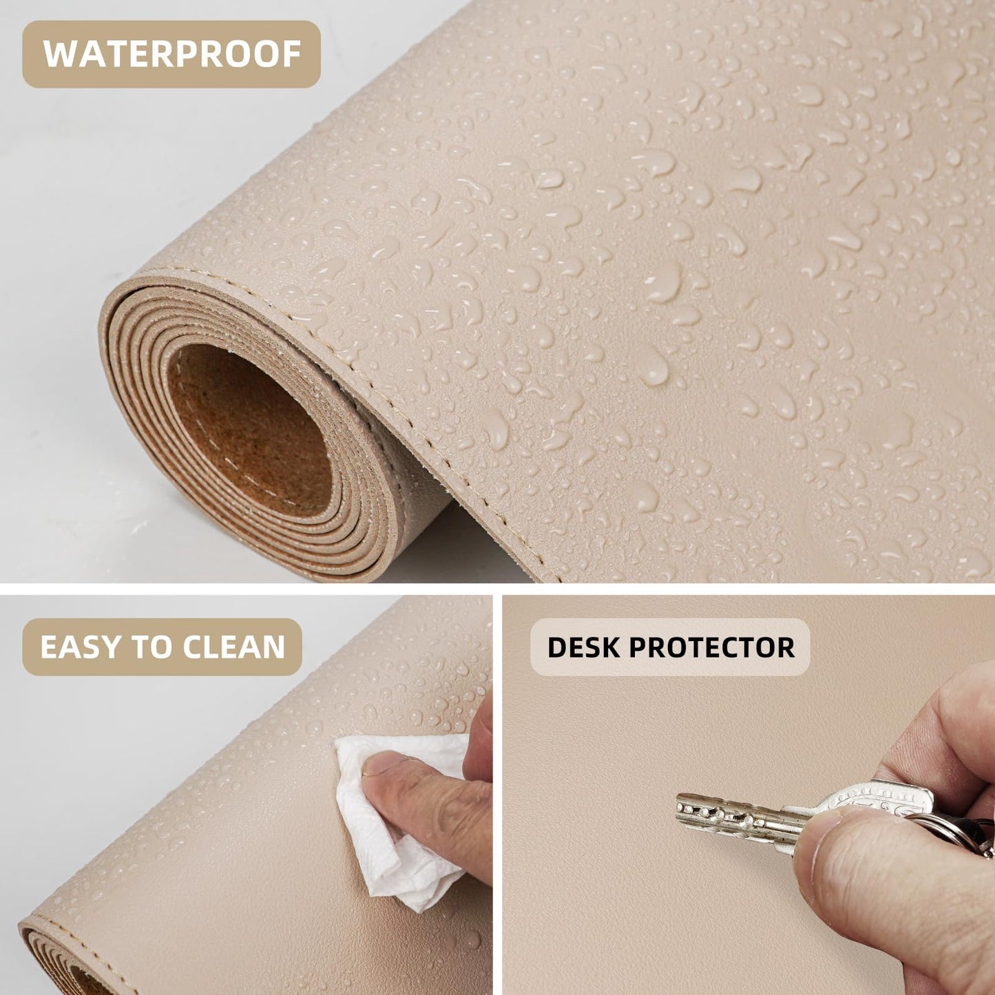 AFIING Cork Desk Mat 55" x 17", Dual-Sided Natural Cork & PU Leather Desk Pad, Non-Slip Waterproof