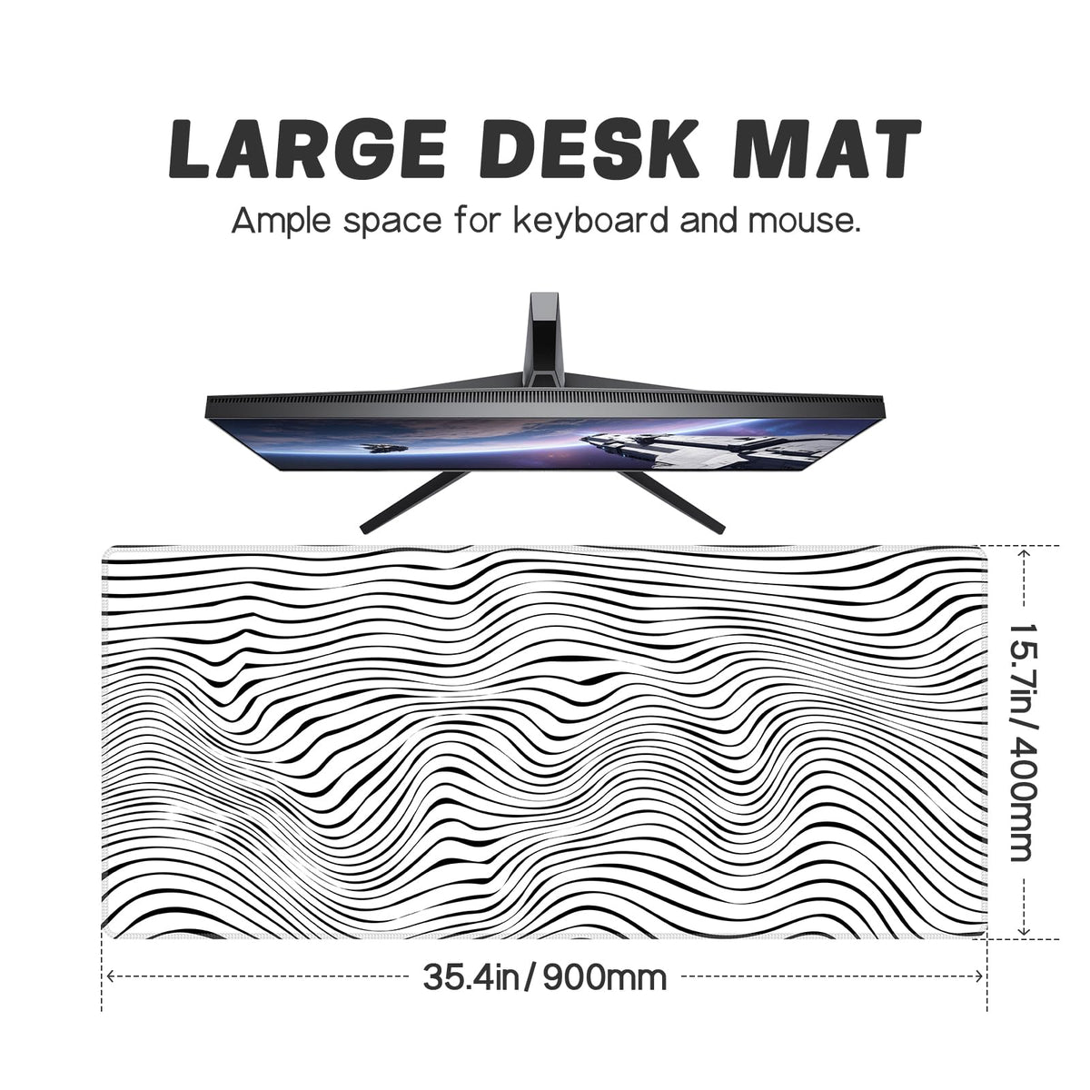 Baziabbo Desk Mat,XXL Extended Large Mouse Pad,Gaming Mousepad with Stitched Edge,Non-Slip Rubber