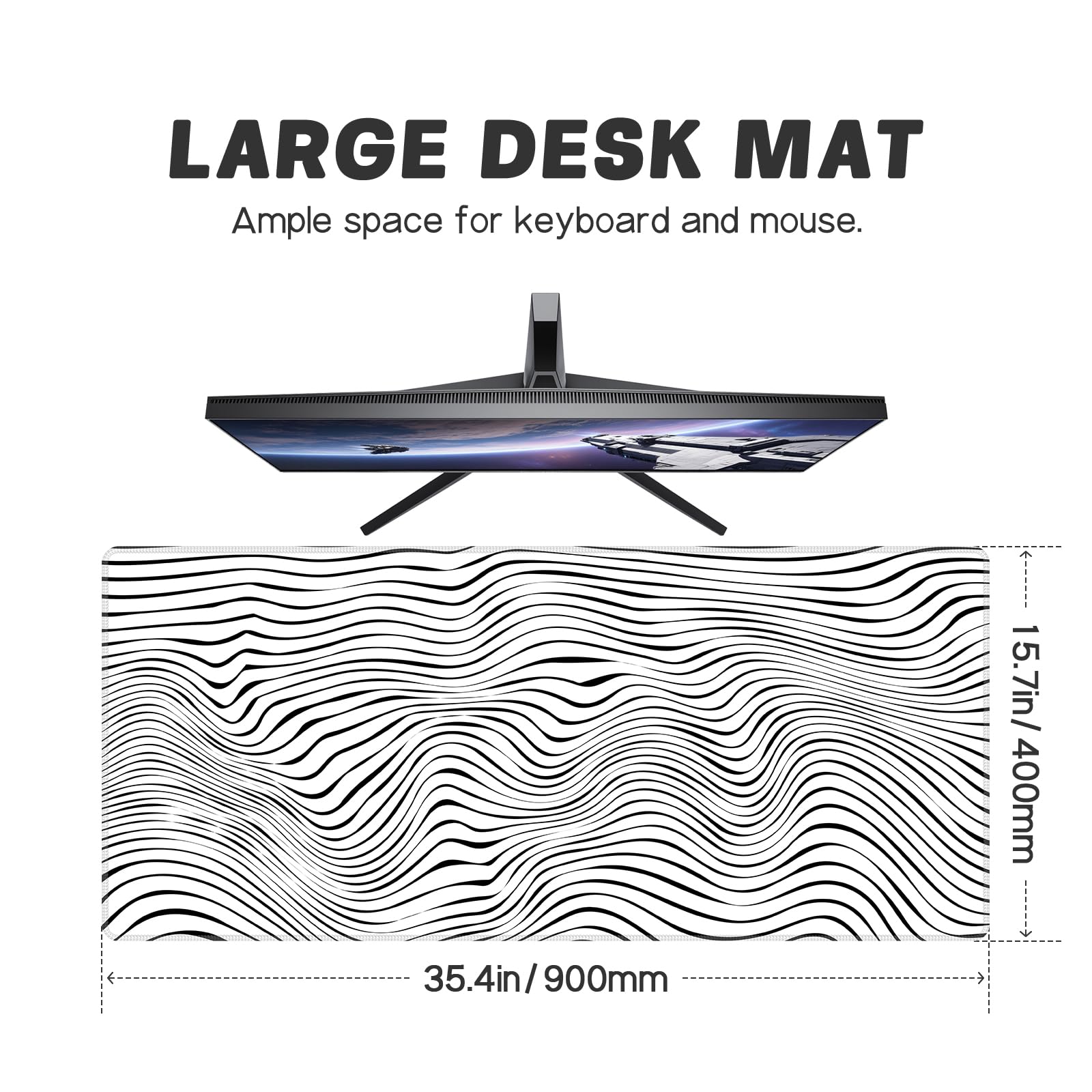 Baziabbo Desk Mat,XXL Extended Large Mouse Pad,Gaming Mousepad with Stitched Edge,Non-Slip Rubber