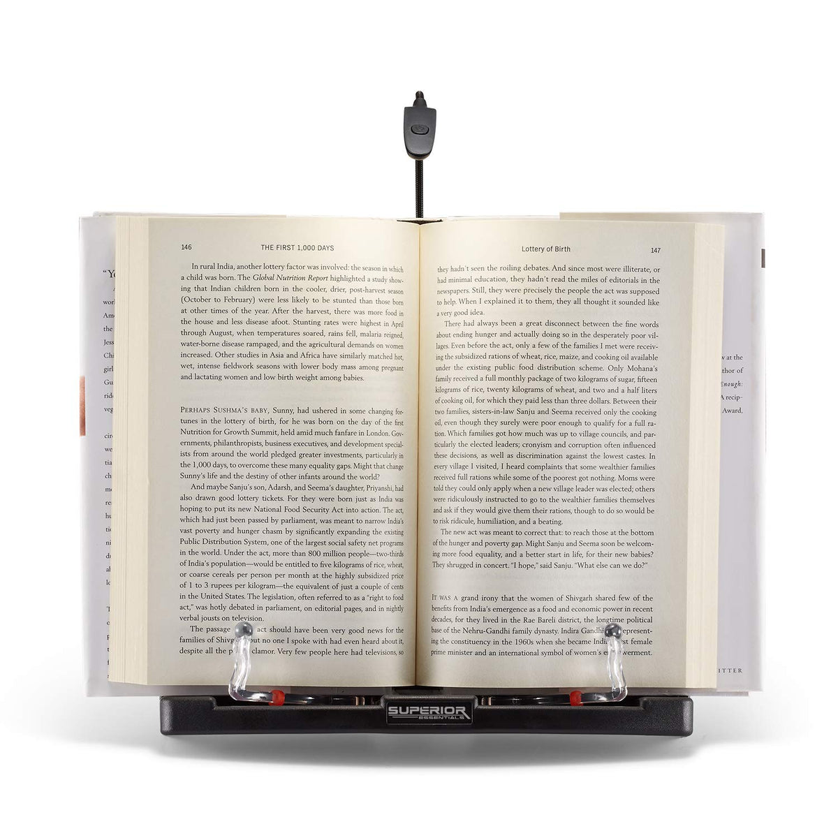 Superior Essentials Book Stand for Reading Hands Free - Recipe Book Cookbook Holder Stand for