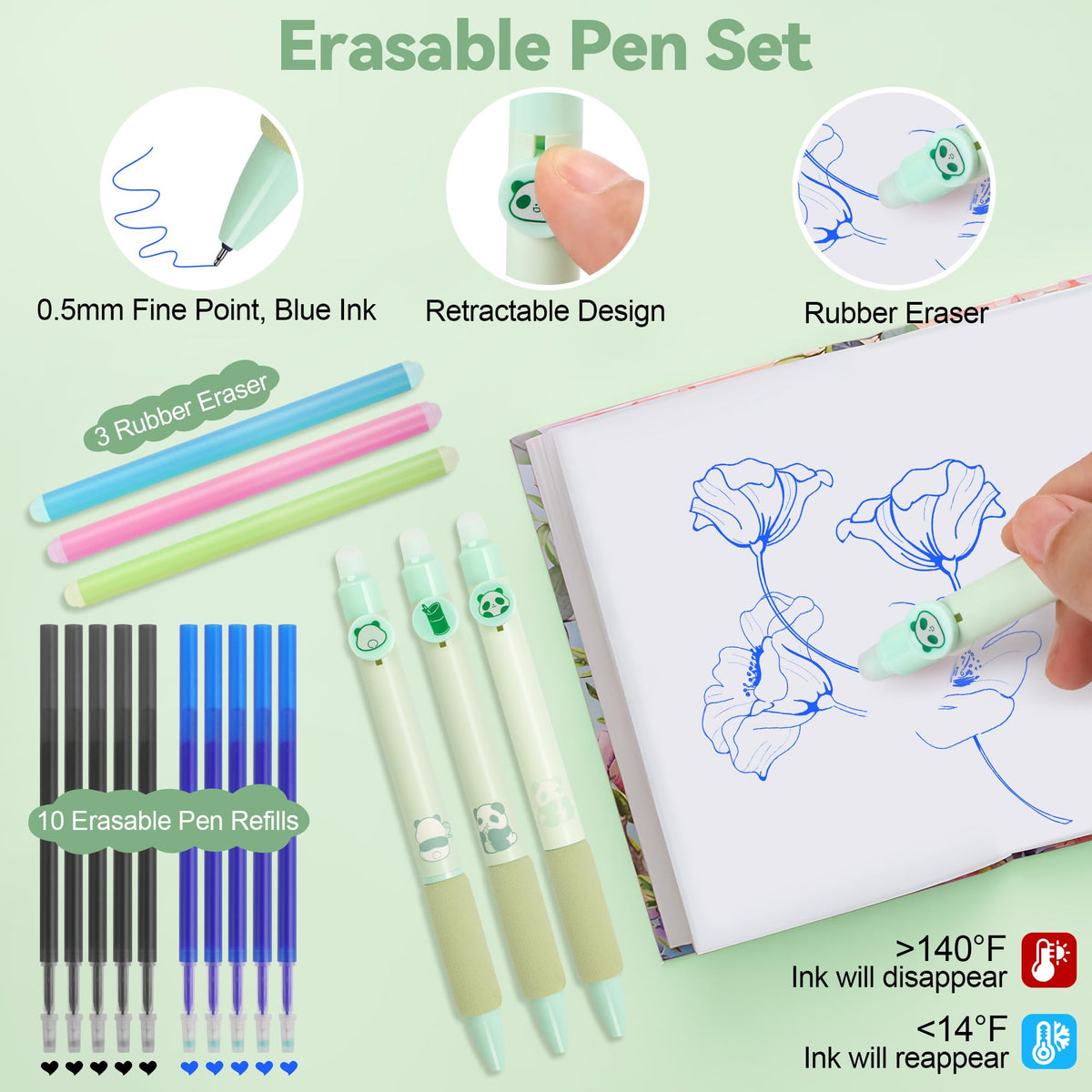 DazSpirit 61PCS Aesthetic College School Supplies Set with Cute Pencil Case