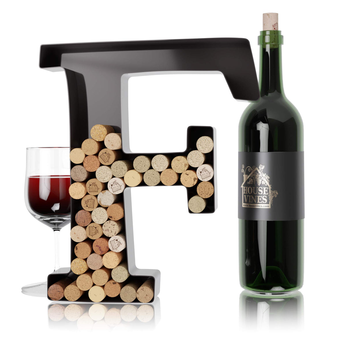 HouseVines Wine Letter Cork Holders Metal Monogram Art Wall Decor Individual A-Z Gifts for Wine