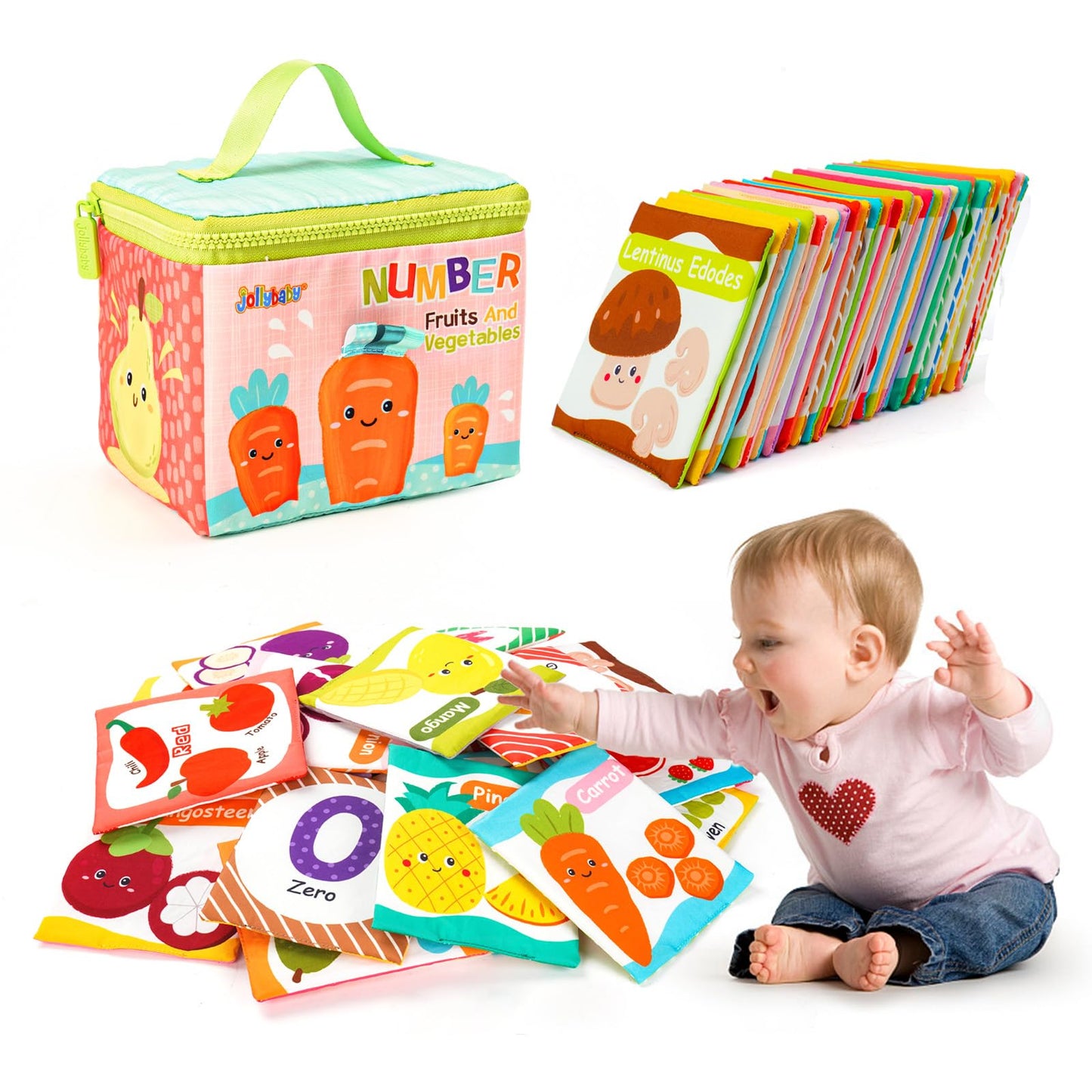 Jollybaby Reusable Soft Cloth Number Flash Cards for Baby 0-6-12 Month