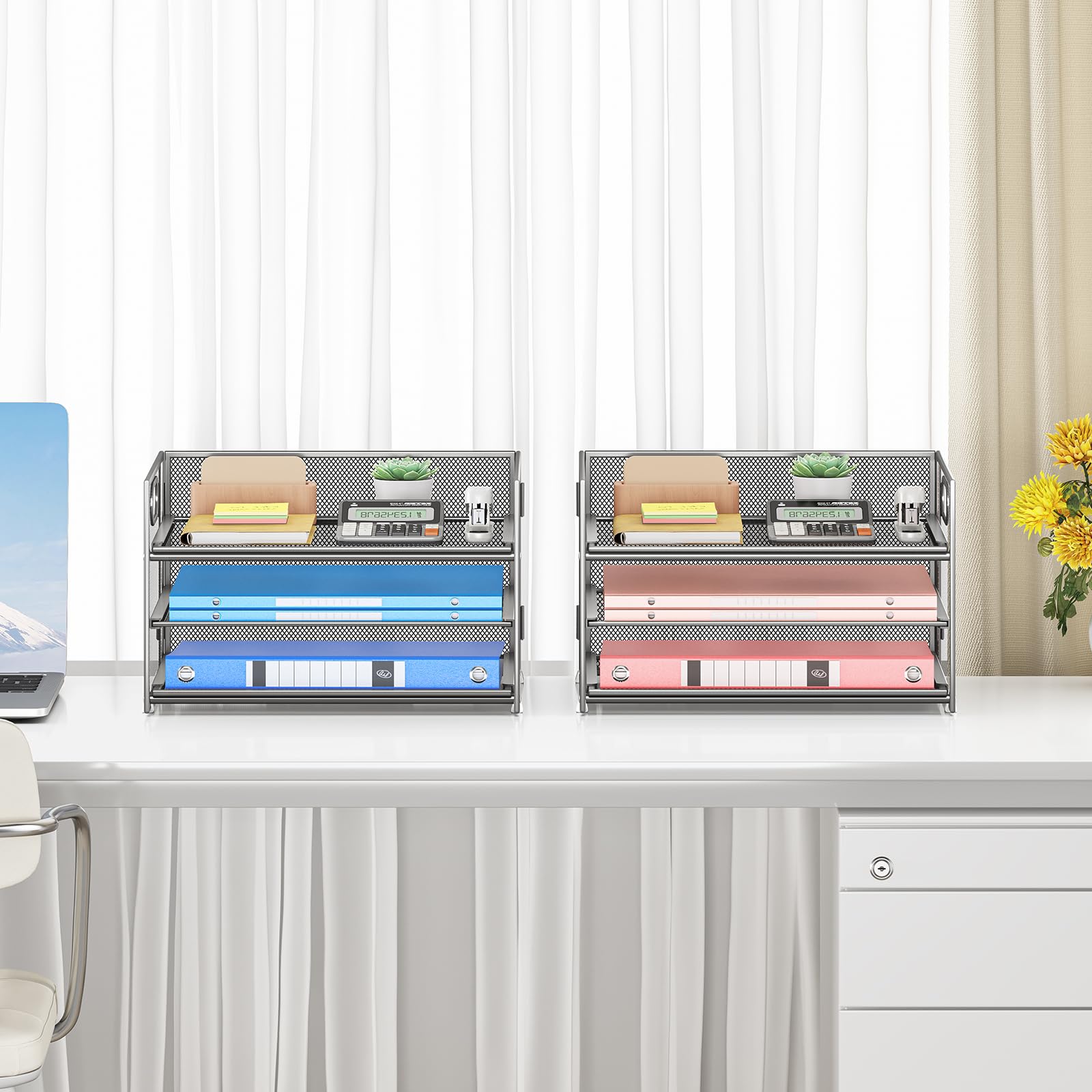 Paper Tray Organizer for Desk Organizers and Accessories 2P Silver