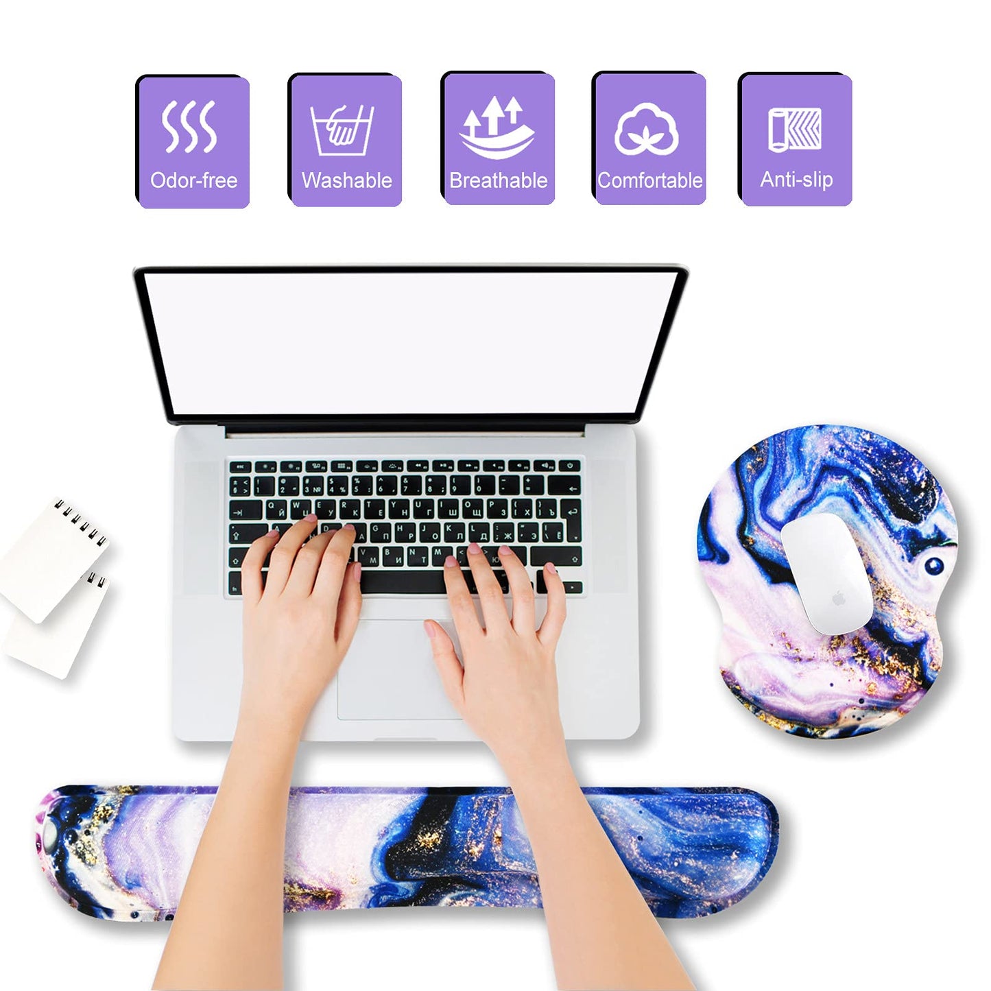 ArtSo Upgraded Wrist Rest Support for Mouse Pad & Keyboard, Ergonomic Gel Mousepad Non-Slip Rubber