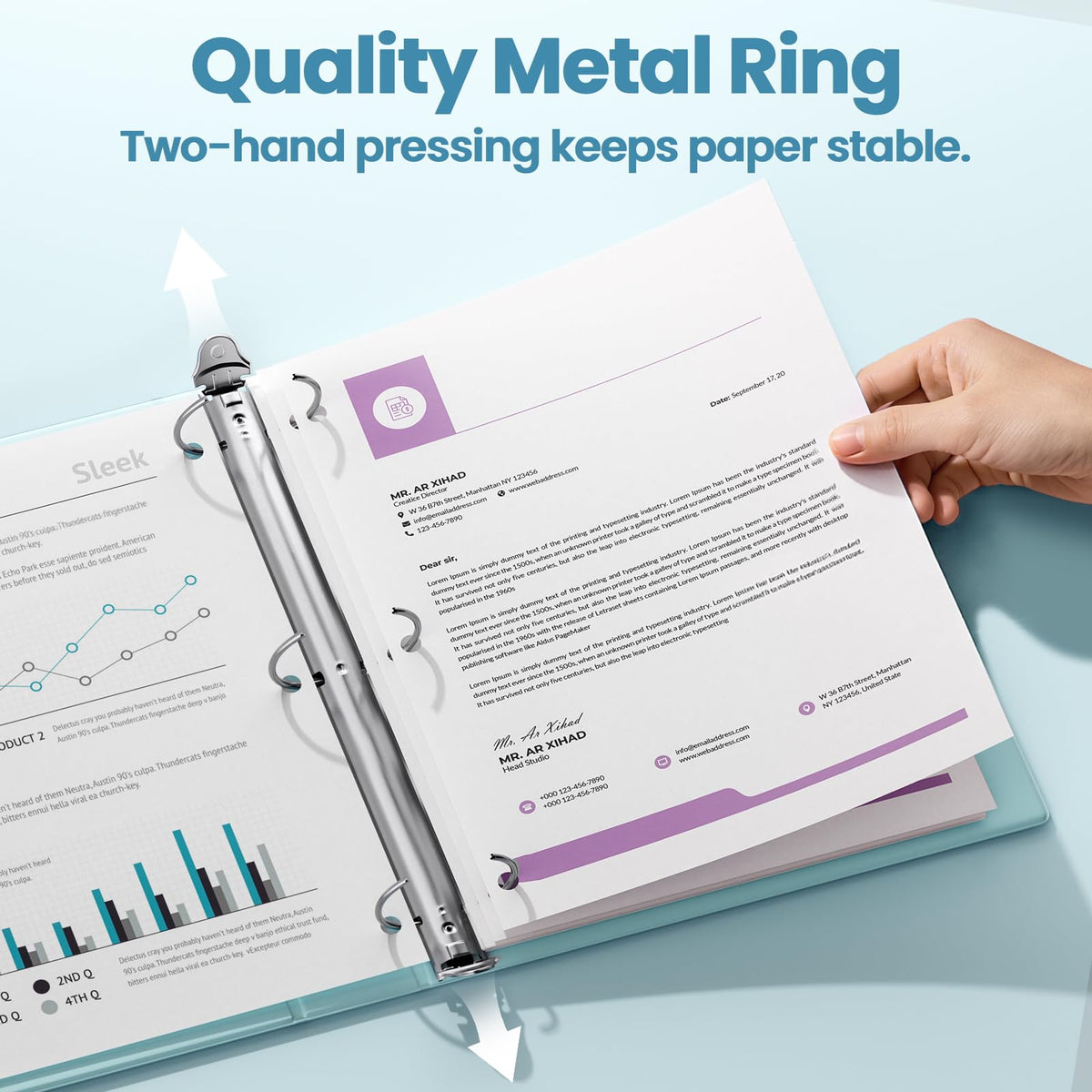 SUNEE 3 Ring Binder 3 Inch 4 Pack, 3" Clear View Binder Three Ring PVC-Free (Fit 8.5x11 Inches) for