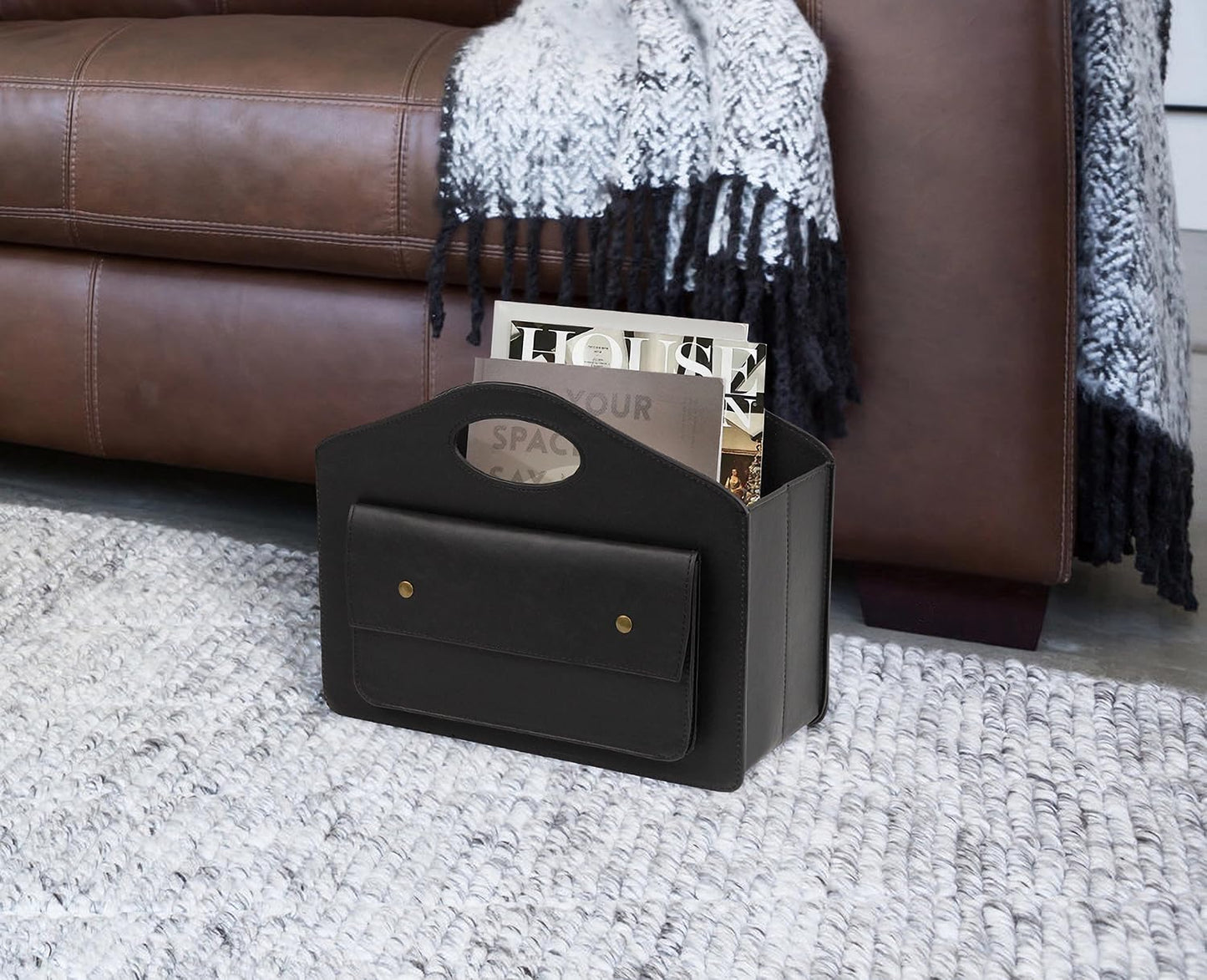 HofferRuffer Magazine Basket Holder, Foldable Magazine Rack, Document File Holder Organizer, File