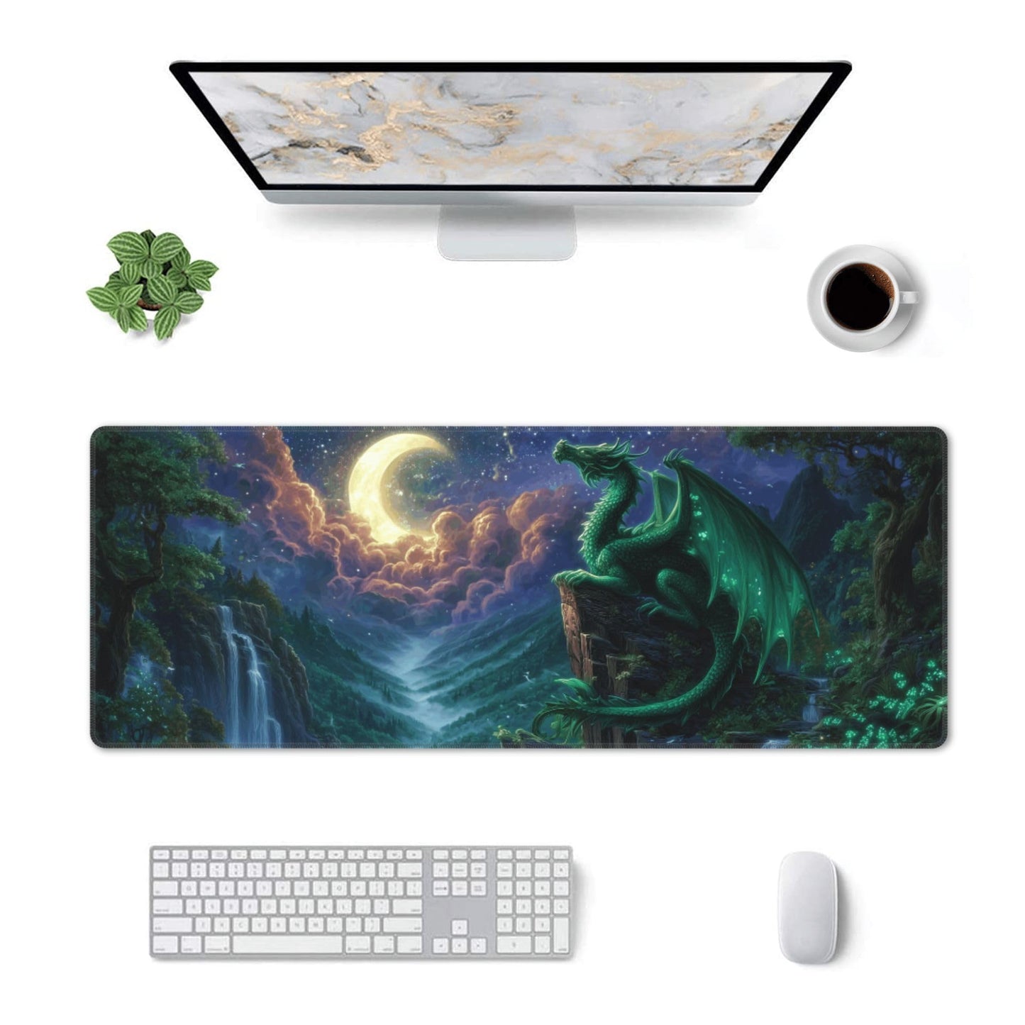 Dragon Moon Mouse Pad Extended Large Gaming Mouse Pad XL Stitched Edges for Gamer Home Office 31.5