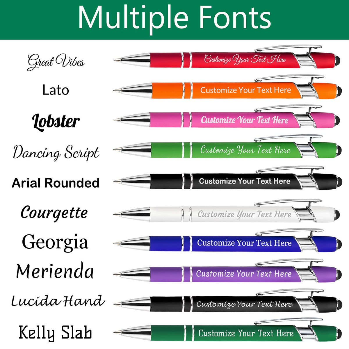 Personalized Custom Pens Bulk Free Engraving with Name Message Customized Ballpoint Pens Stylus for