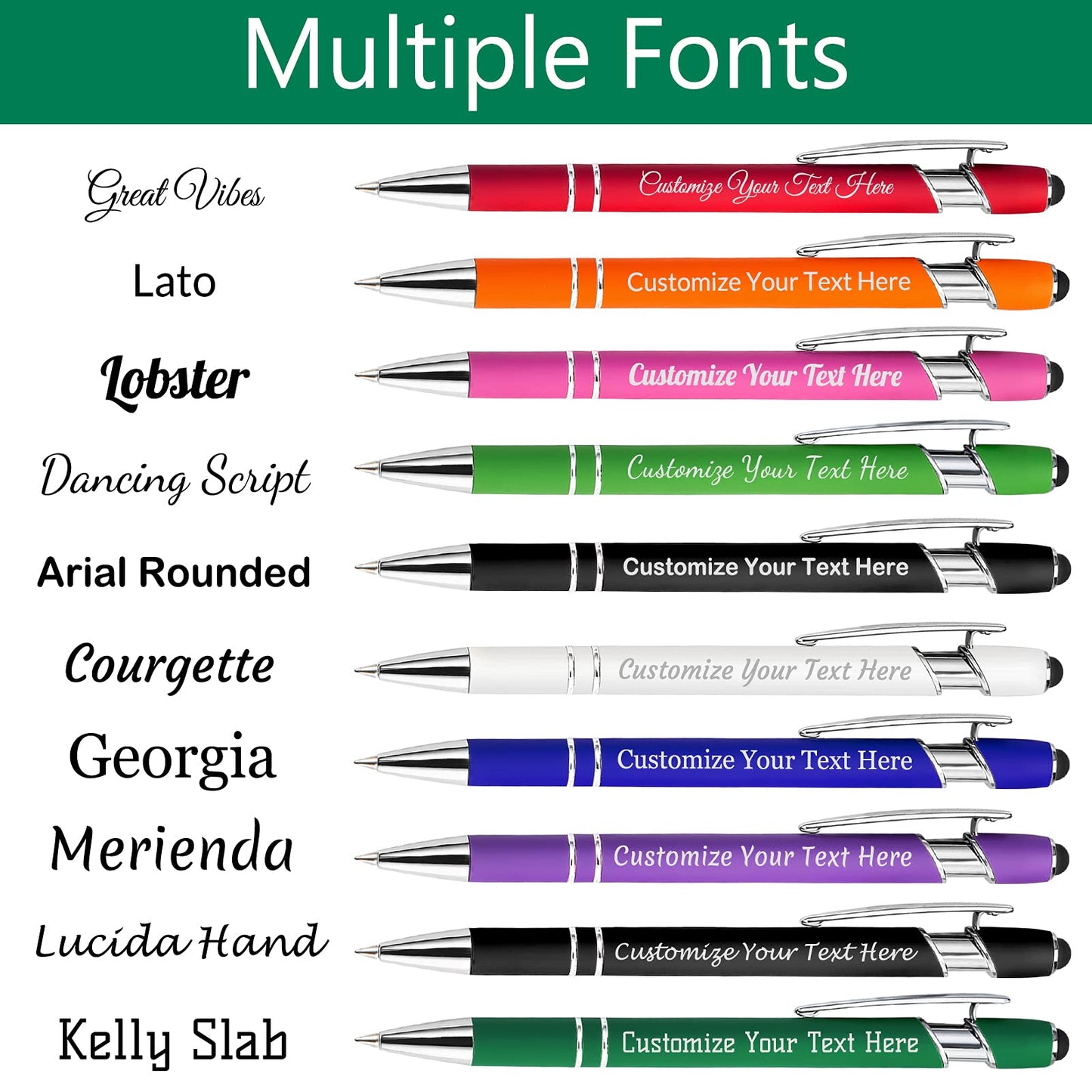 Personalized Custom Pens Bulk Free Engraving with Name Message Customized Ballpoint Pens Stylus for