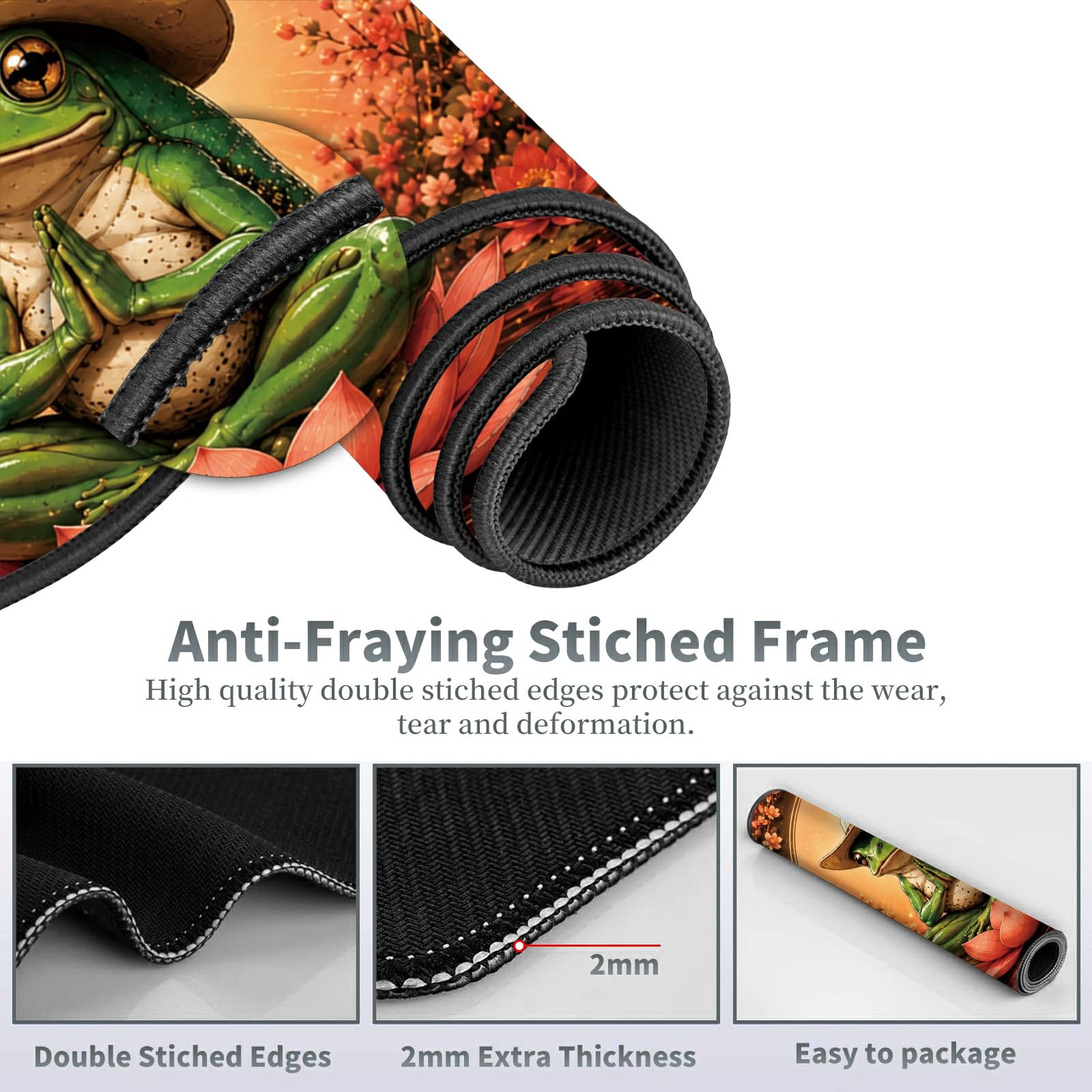 Lotus Cowboy Frog Large Mouse Pad, 31.5 x 11.8 in Extended Desk Mat