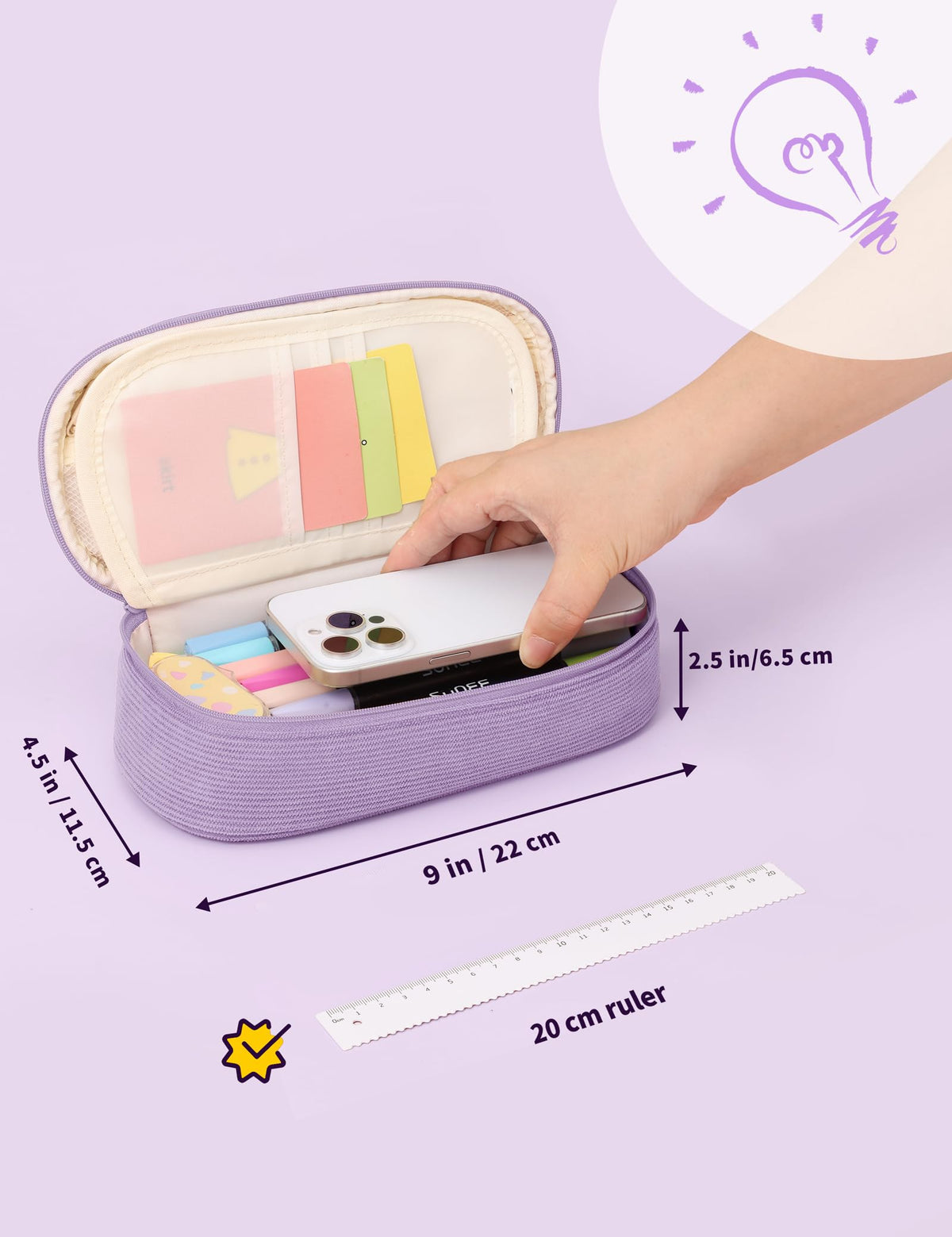 SUNEE Cute Pencil Case, Large Pencil Pouch, Soft Corduroy Fabric Big Pencil Bag with Zipper, Kawaii