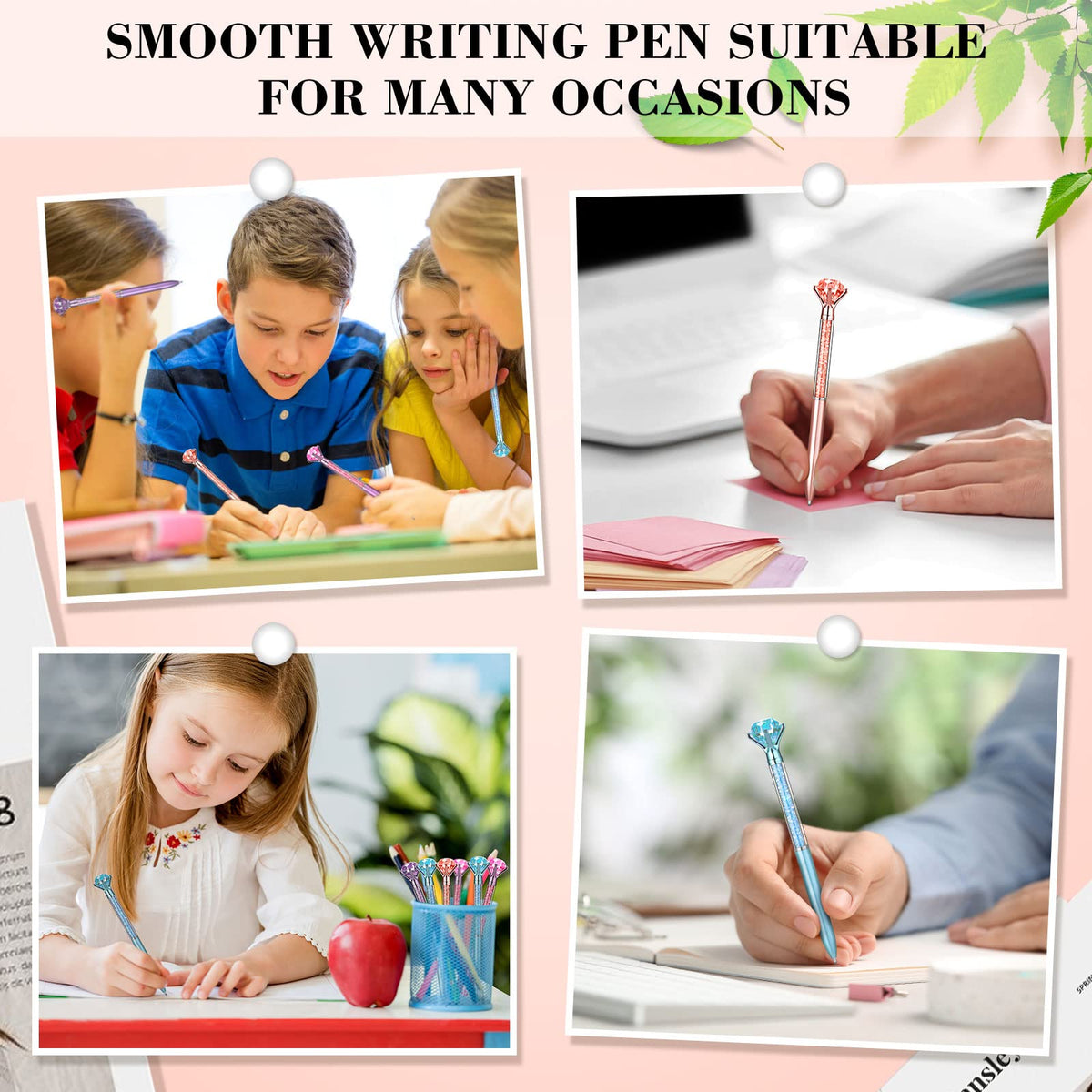 Sherr 100 Pack Big Crystal Diamond Pens Cute Ballpoint Pens Retractable Ballpoint Rhinestones