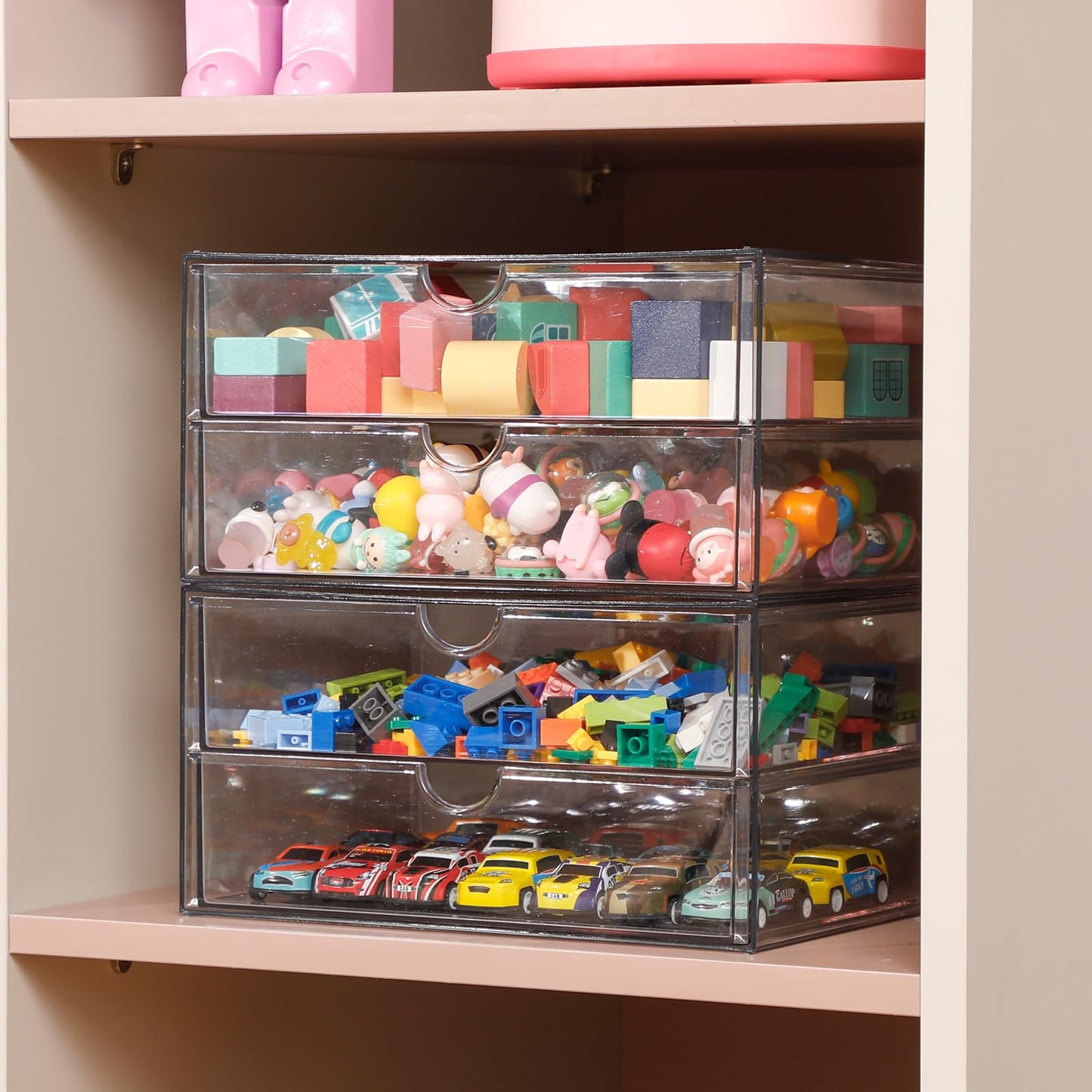 NINEWEEN Clear Desk Drawer Organizer, 6 Drawers, Plastic