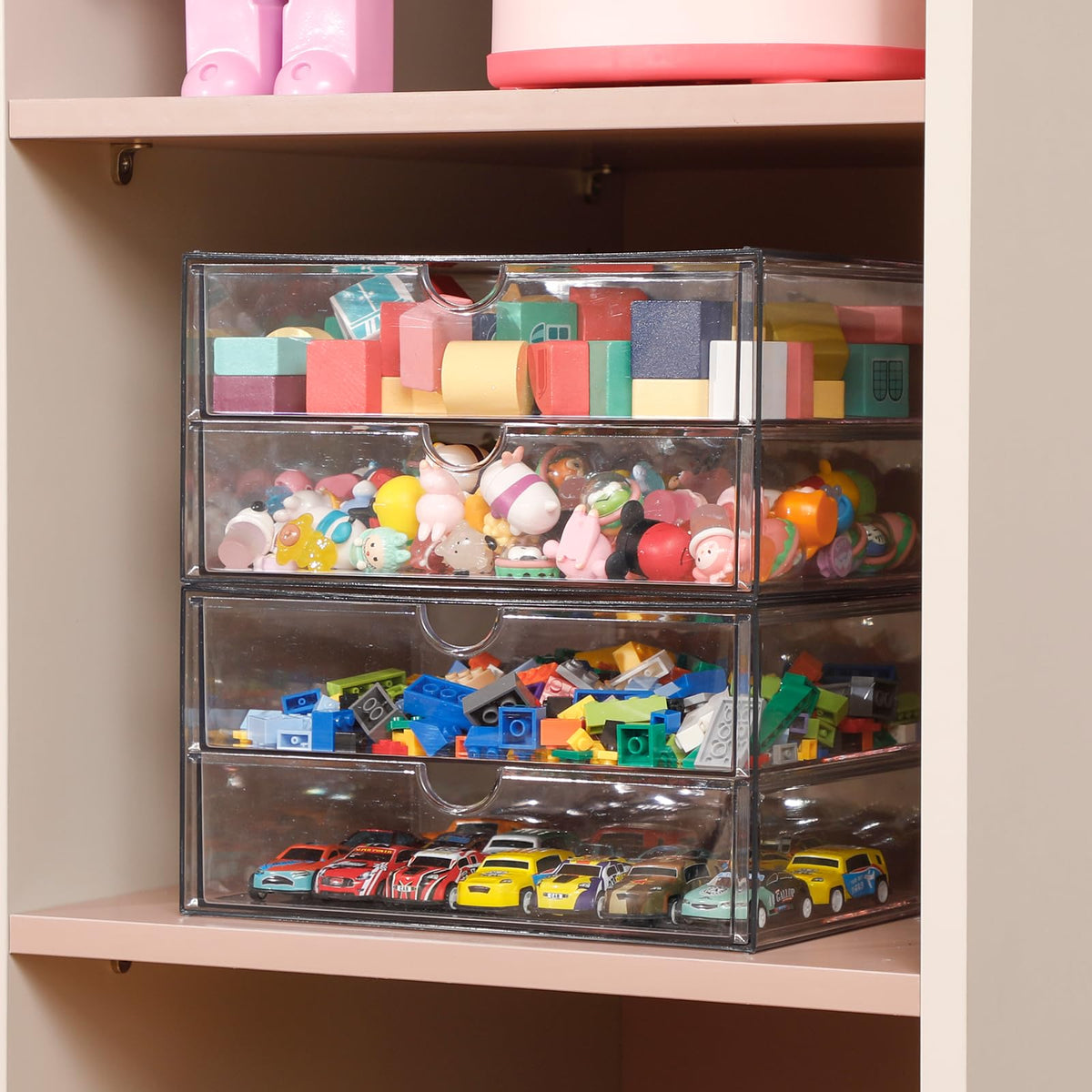 NINEWEEN Clear Desk Drawer Organizer, 6 Drawers, Plastic