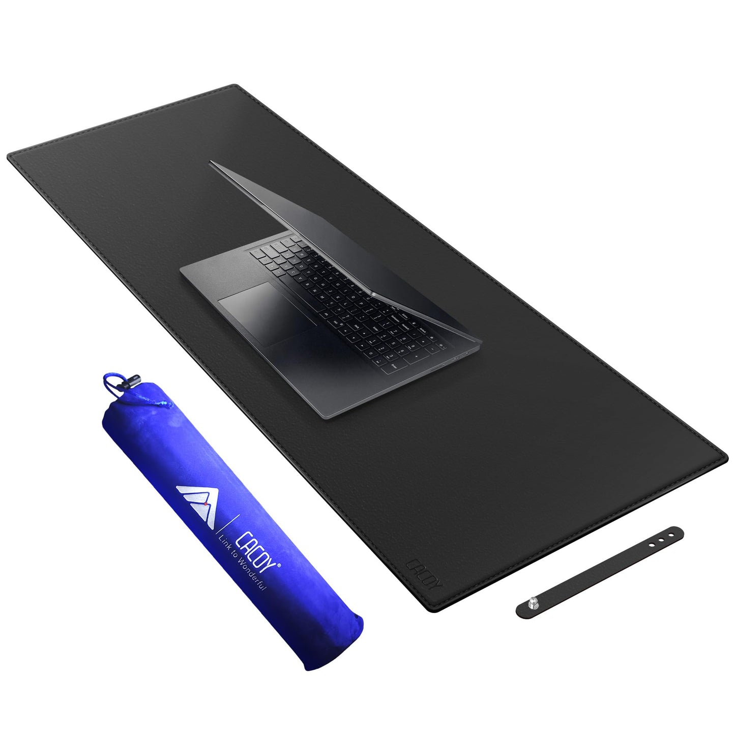 Cacoy 40"x16" Leather Desk Pad Blotter Black, Desk Mat for Keyboard & Mouse