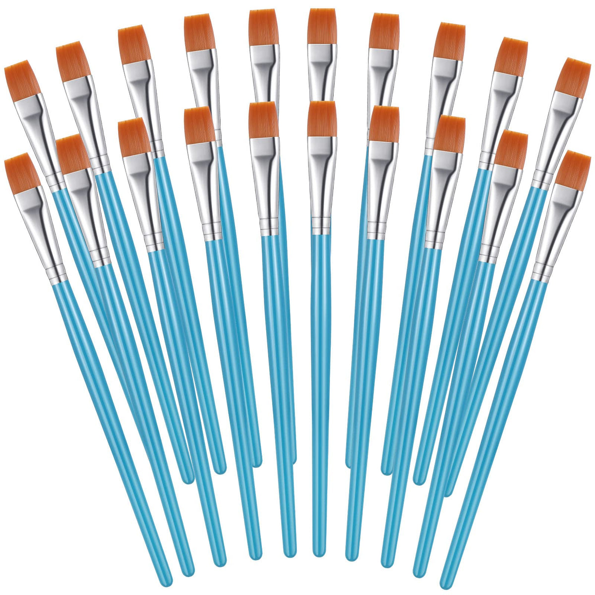 Zonon 20 Pcs Flat Paint Brushes Acrylic Painting Craft Accessories Classroom Prizes Gifts Small