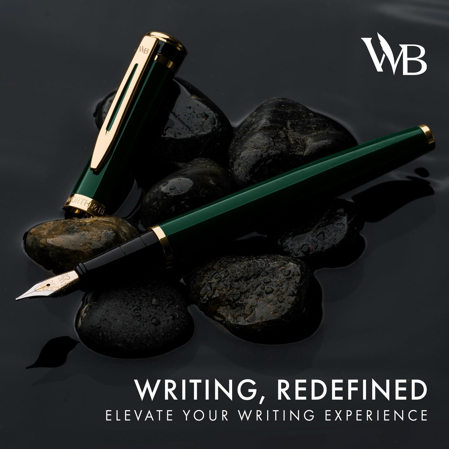 Wordsworth & Black Luxury Fountain Pen Set for Writing, Medium Nib, Green