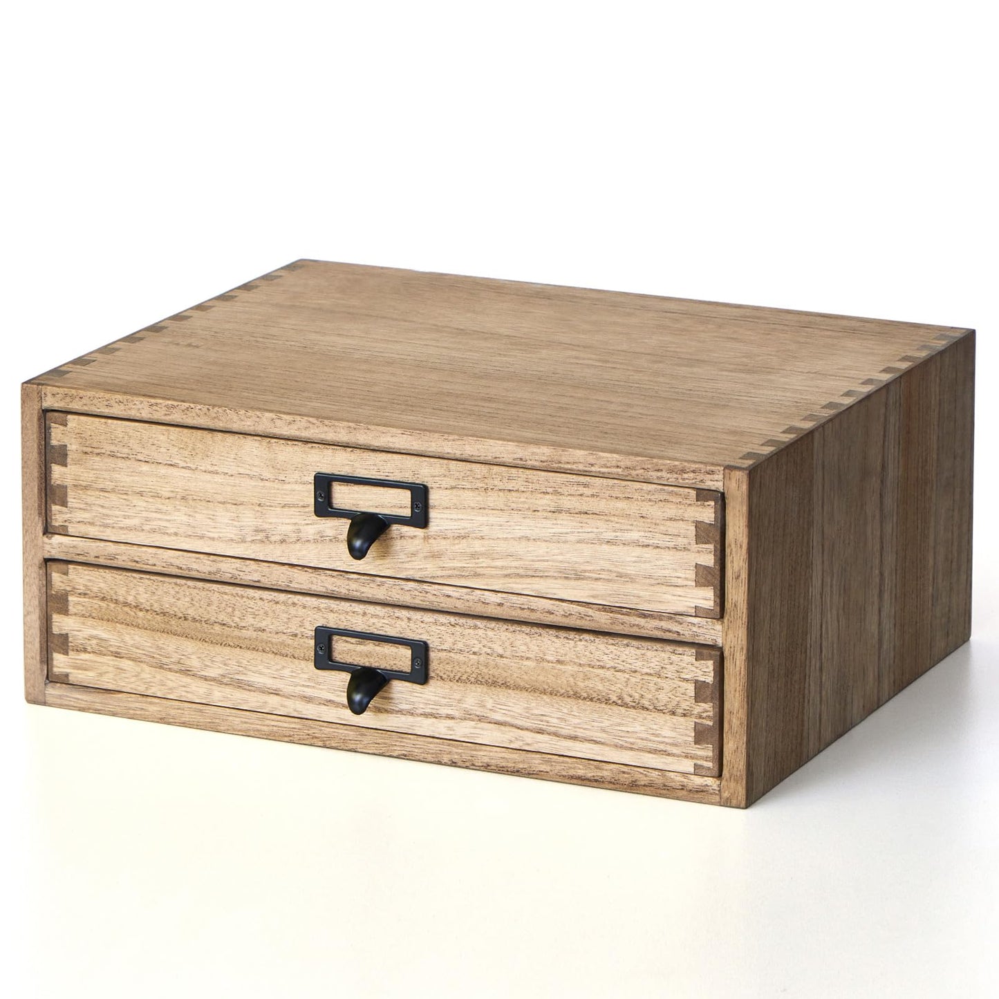 KIRIGEN Solid Wood Desk Organizer with 2 Drawers, Desktop Storage, Brown
