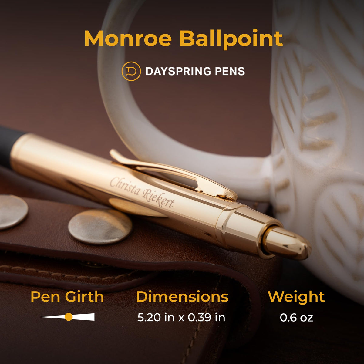 Dayspring Pens Monroe Personalized Ballpoint Pen in 18K Gold-Plated Finish