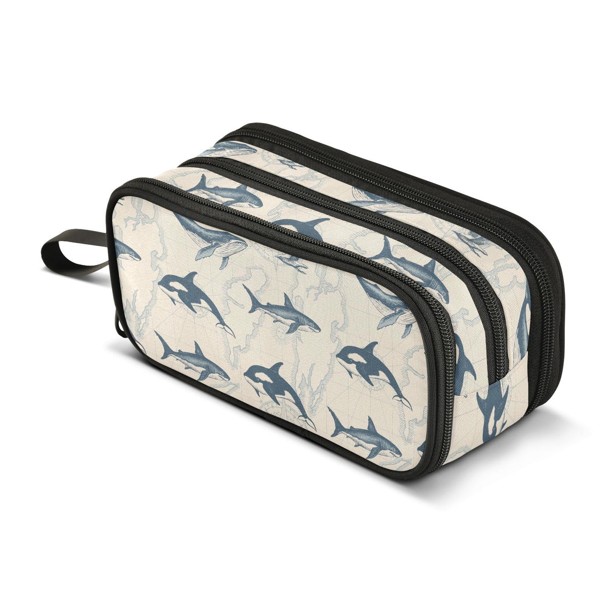 Sletend Pencil Case Shark Killer Whale Fishes 3 Compartments Pencil Pouch