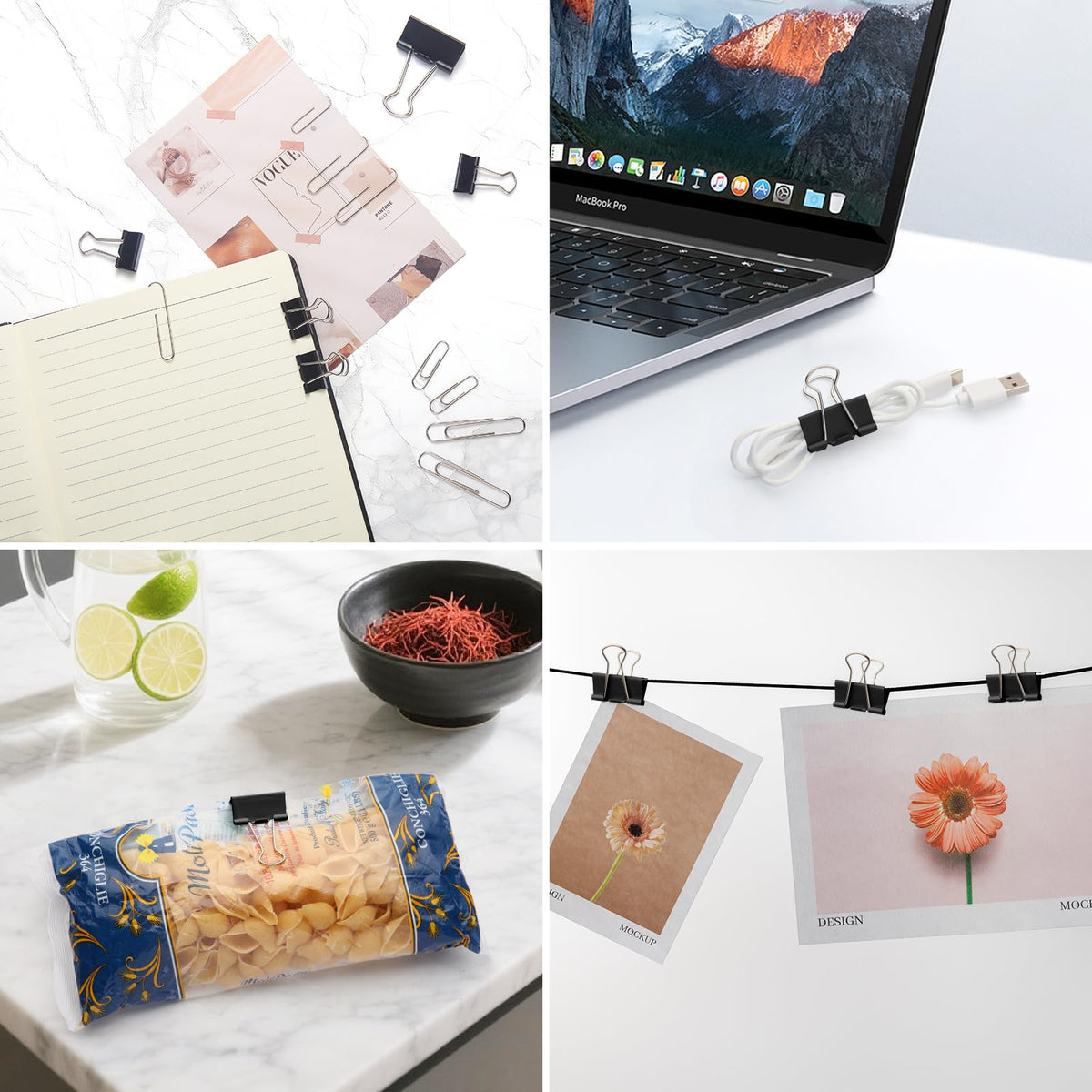 360PCS Black Assorted Size Paper Clips and Binder Clips, Paperclips Large Medium Small, Binder Clip