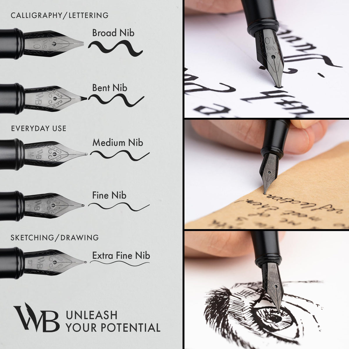 Wordsworth & Black Luxury Fountain Pen Set for Writing, Medium Nib, Black