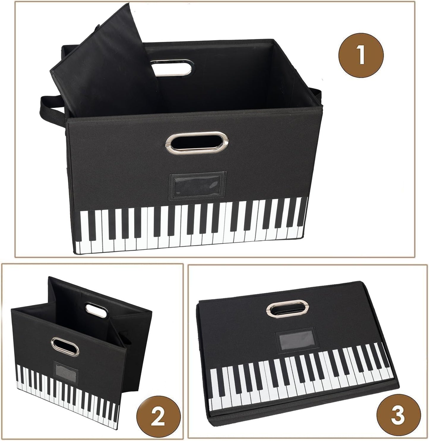 Lukeline 12-Inch Vinyl Record Storage Boxes with Lids and Handles, Stylish and Practical LP Record