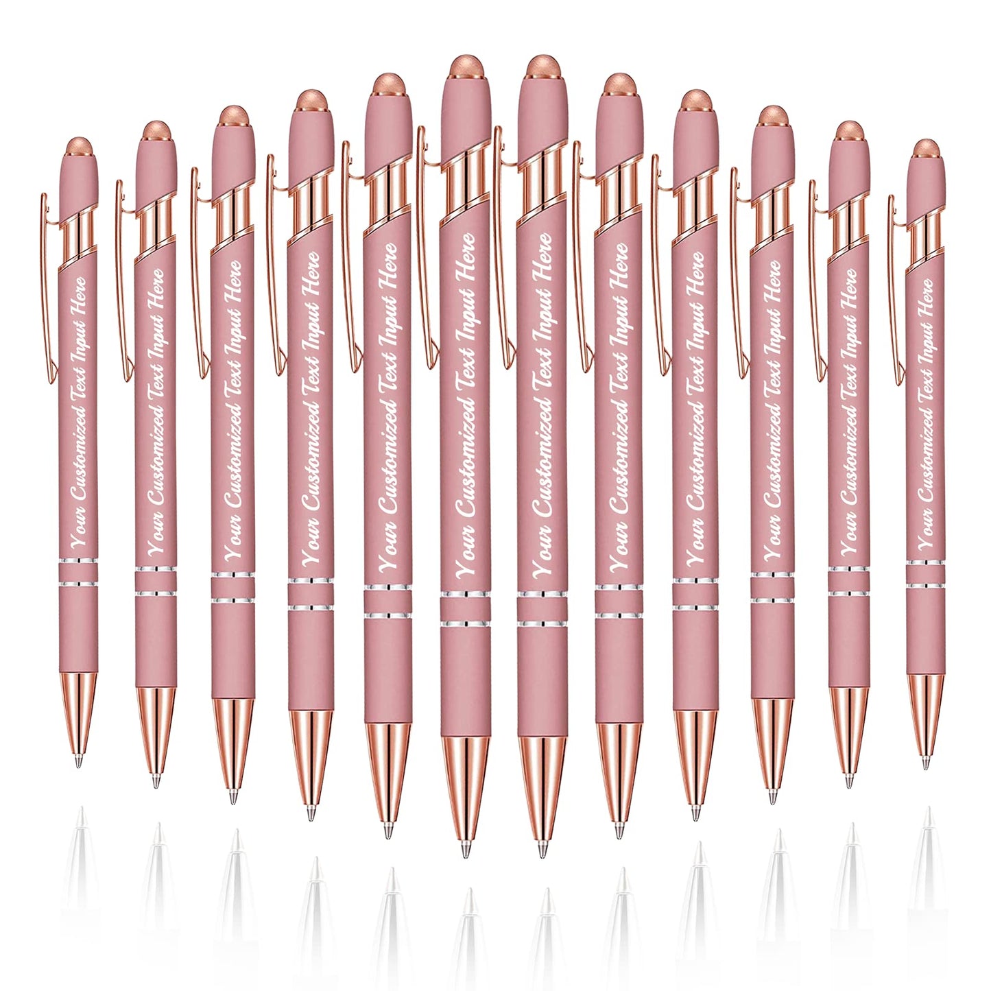 Betenshtresk Personalized Ballpoint Pen 12pcs, Custom Pens Free Engraved Bulk with Name Logo, Soft