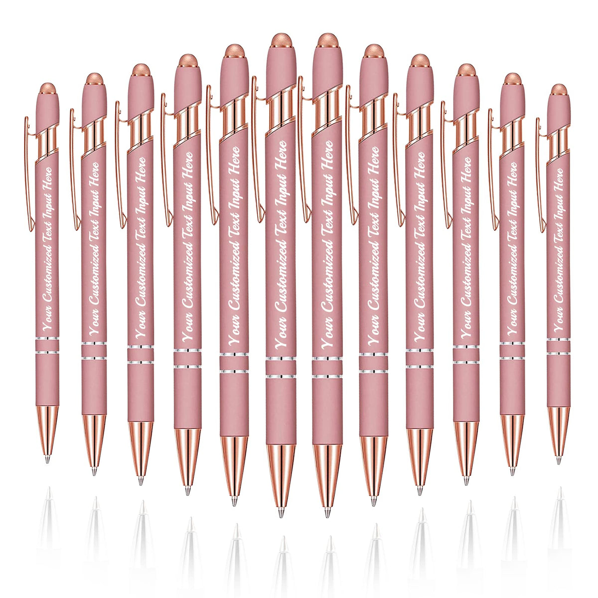 Betenshtresk Personalized Ballpoint Pen 12pcs, Custom Pens Free Engraved Bulk with Name Logo, Soft