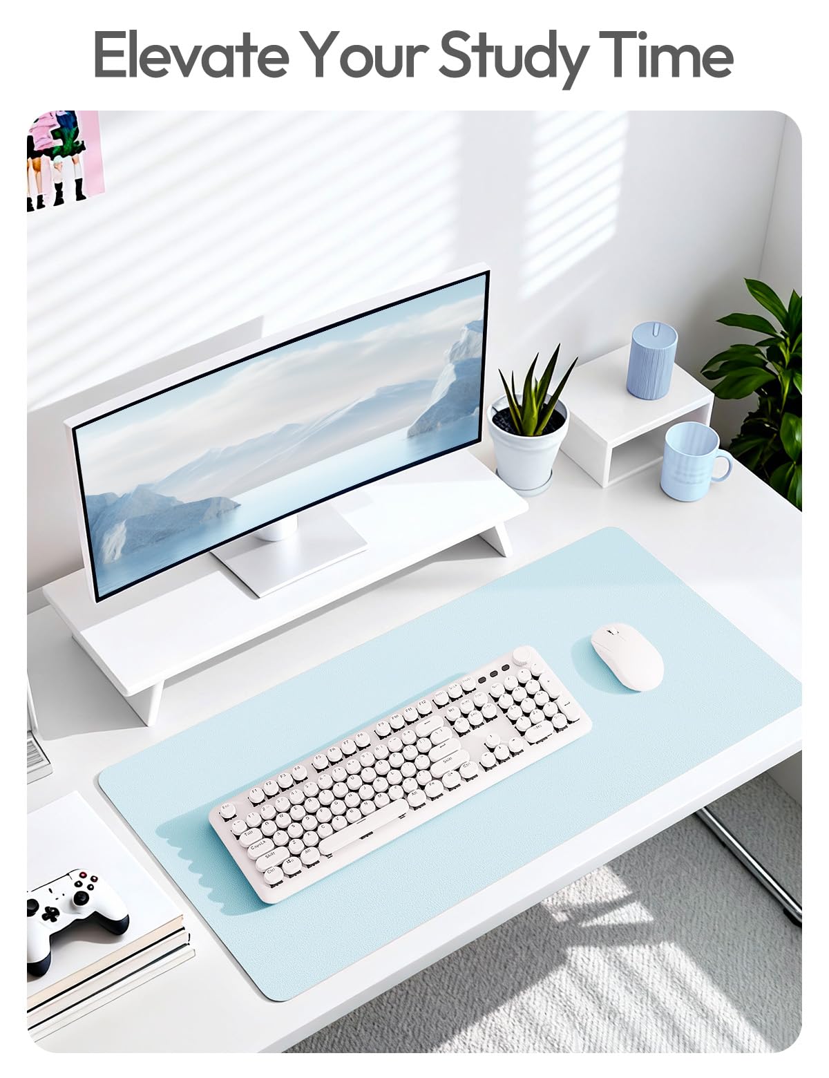 YSAGi Leather Desk Pad Protector, Office Desk Mat, Large Mouse Pad, Non-Slip PU Leather Desk