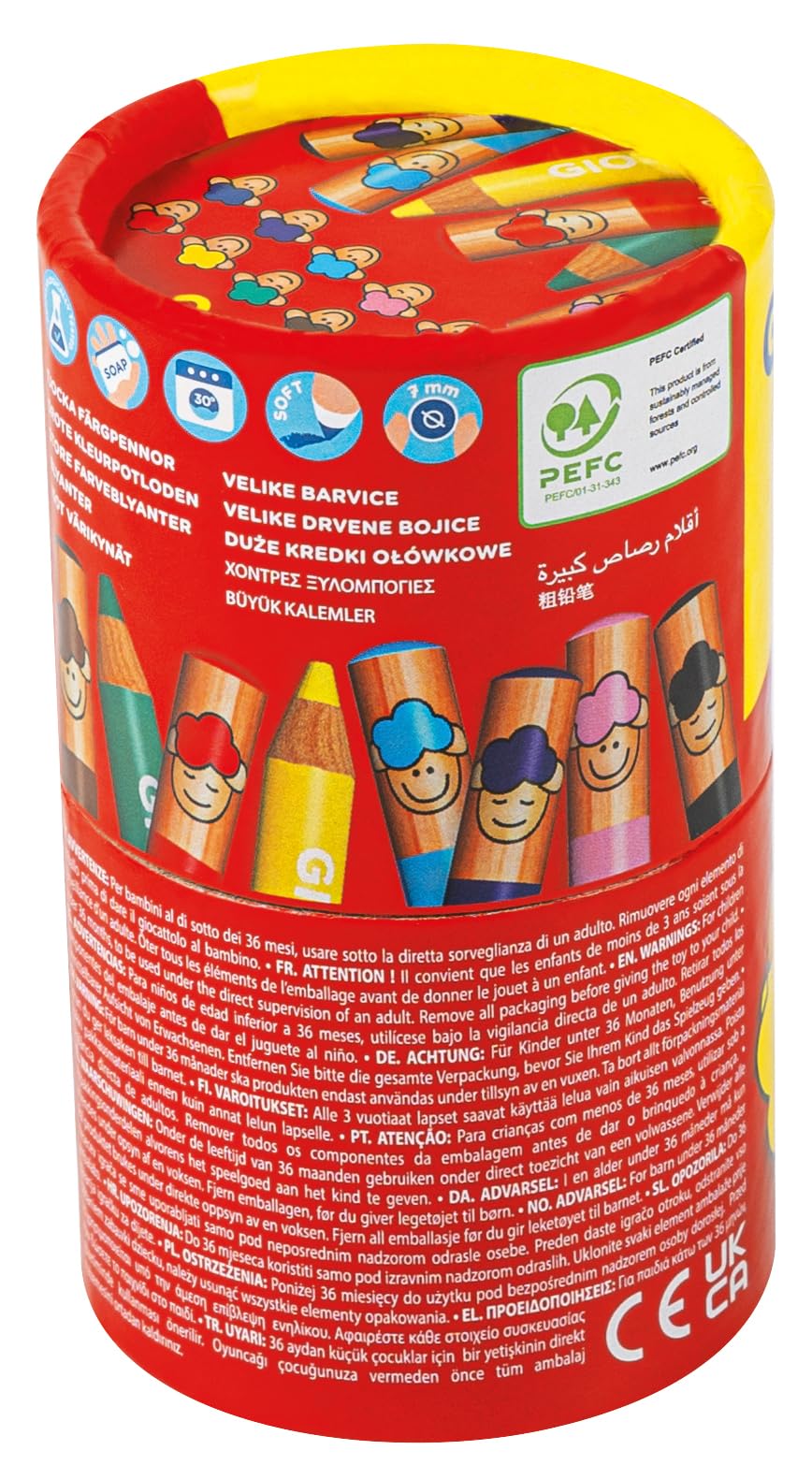 GIOTTO be-bè Large Colouring Pencils Set, 10 Assorted Colours, Super Washable, Suitable for Ages