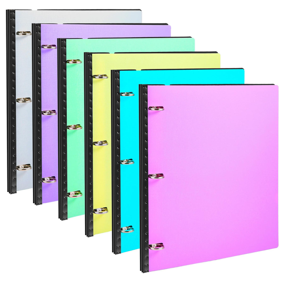 WOT I 6-Pack Telescoping 3 Ring Binder(0.75"), Expandable Flexible Binder - Patented Design for