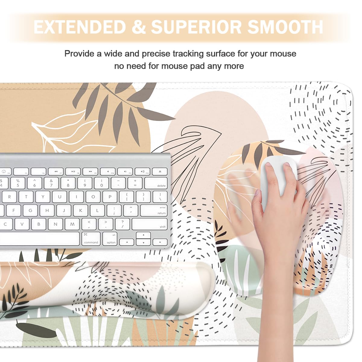 Keyboard Wrist Rest Large Mouse Pad Wrist Support for Computer, 4 in 1 Memory Foam Keyboard Pad