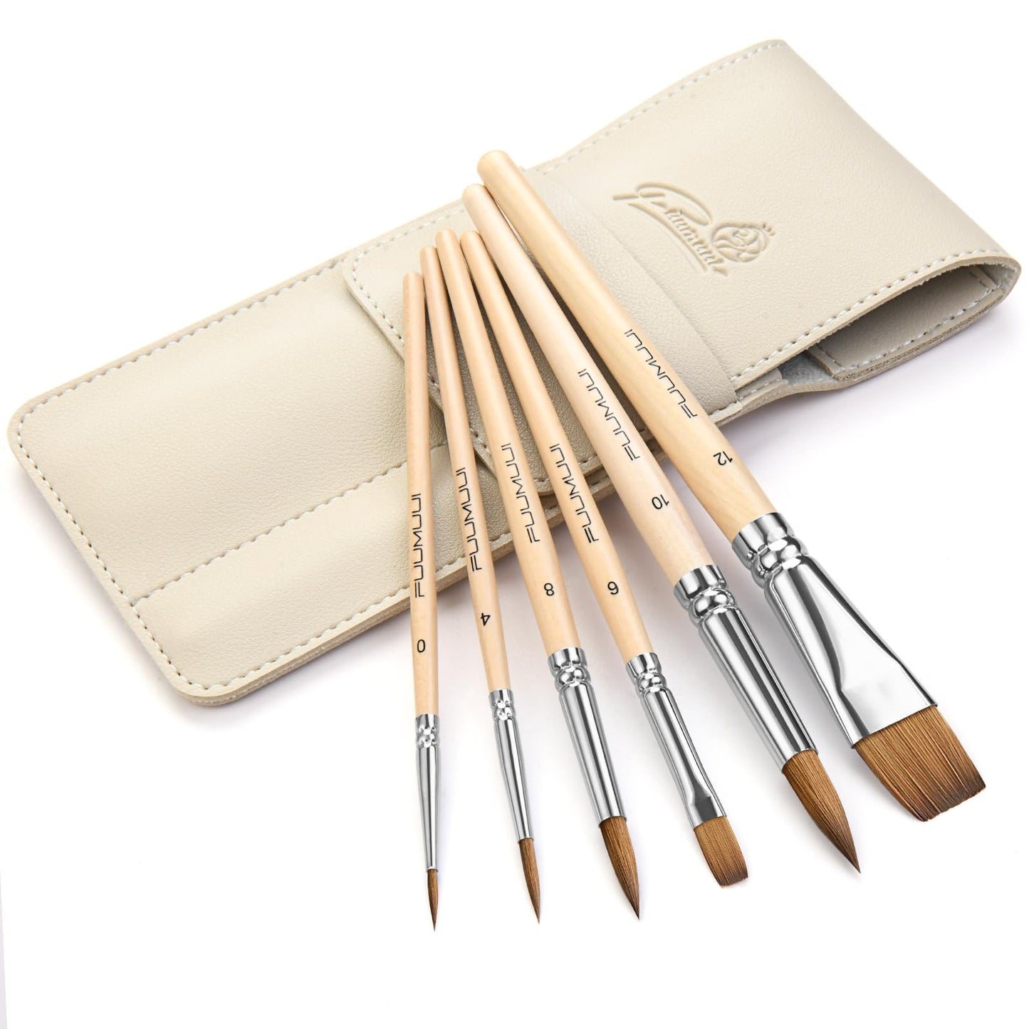 Sable Travel Watercolor Brushes, Fuumuui 6pcs Kolinsky Sable Watercolor Travel Brushes with Short