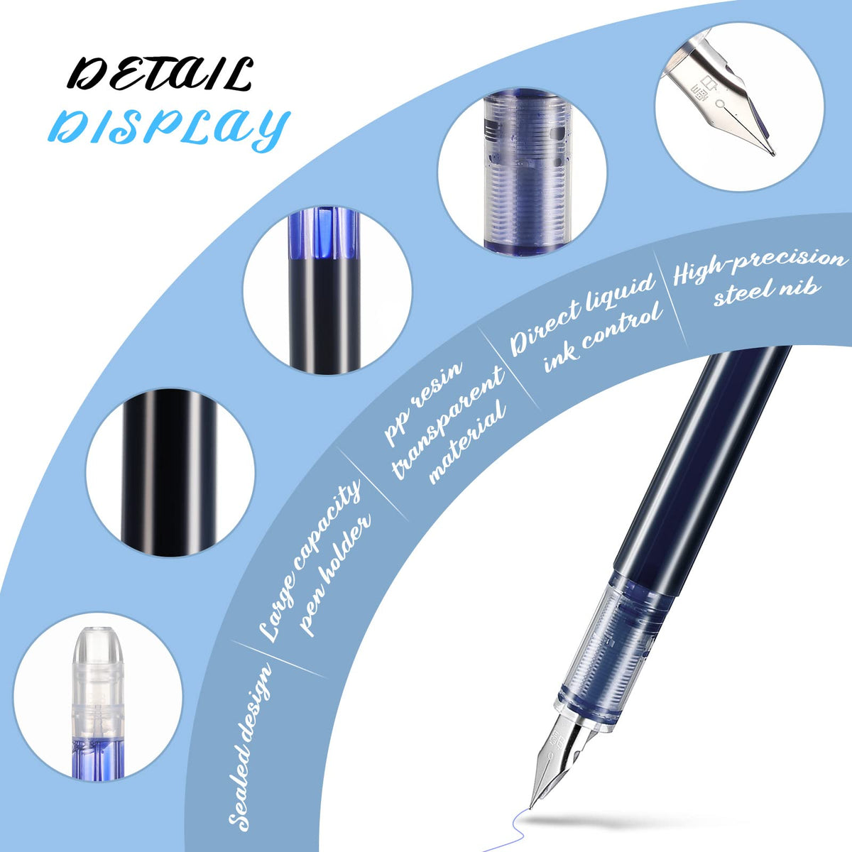 Laumoi 40 Pack Disposable Fountain Pens Set, Colored Ink Fountain Pens for Writing, Extra Fine Nib