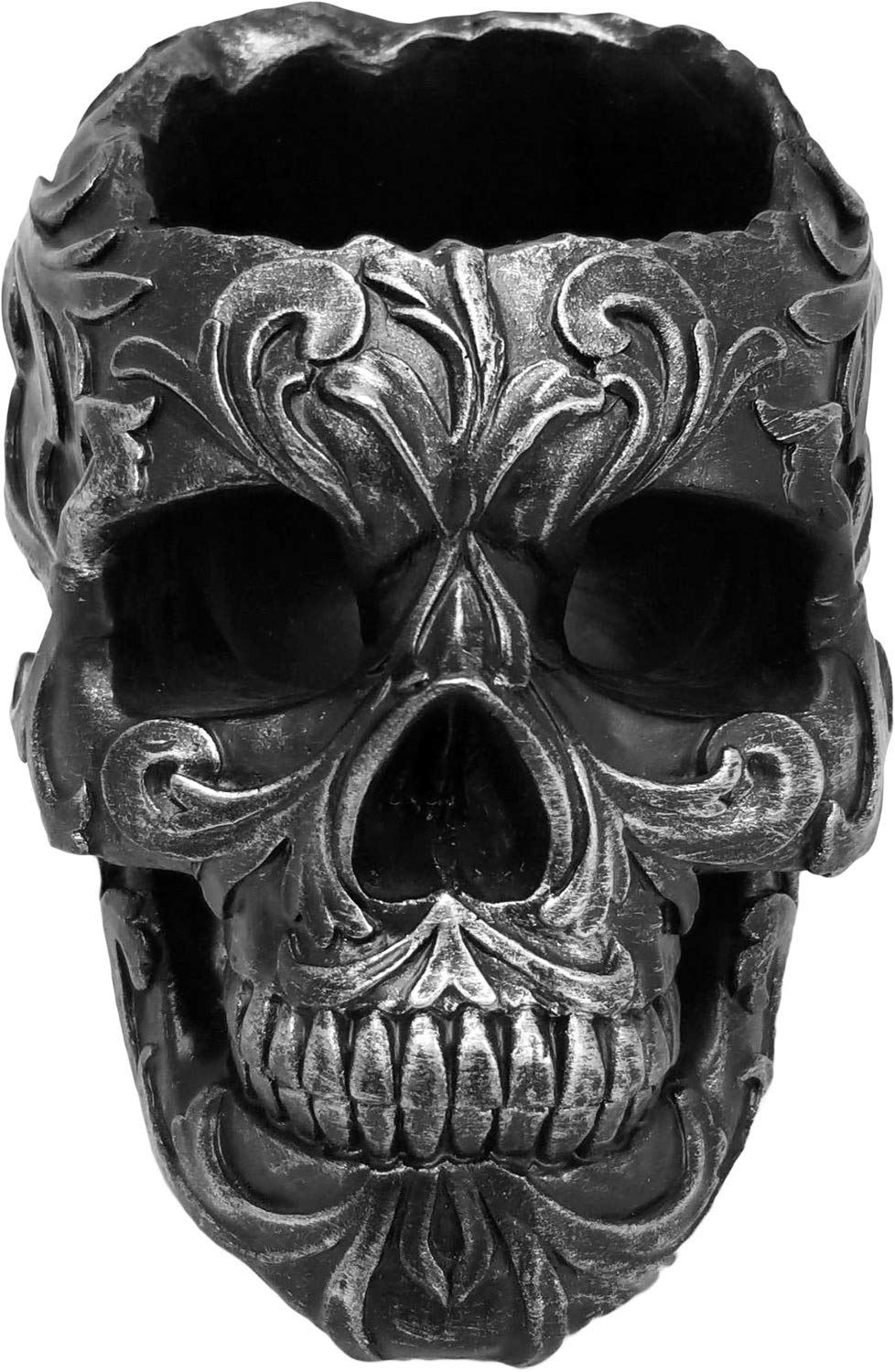 DWK Skull Victorian Gothic Decorative Pen Holder | Goth Office Supplies and Black Desk Organizers