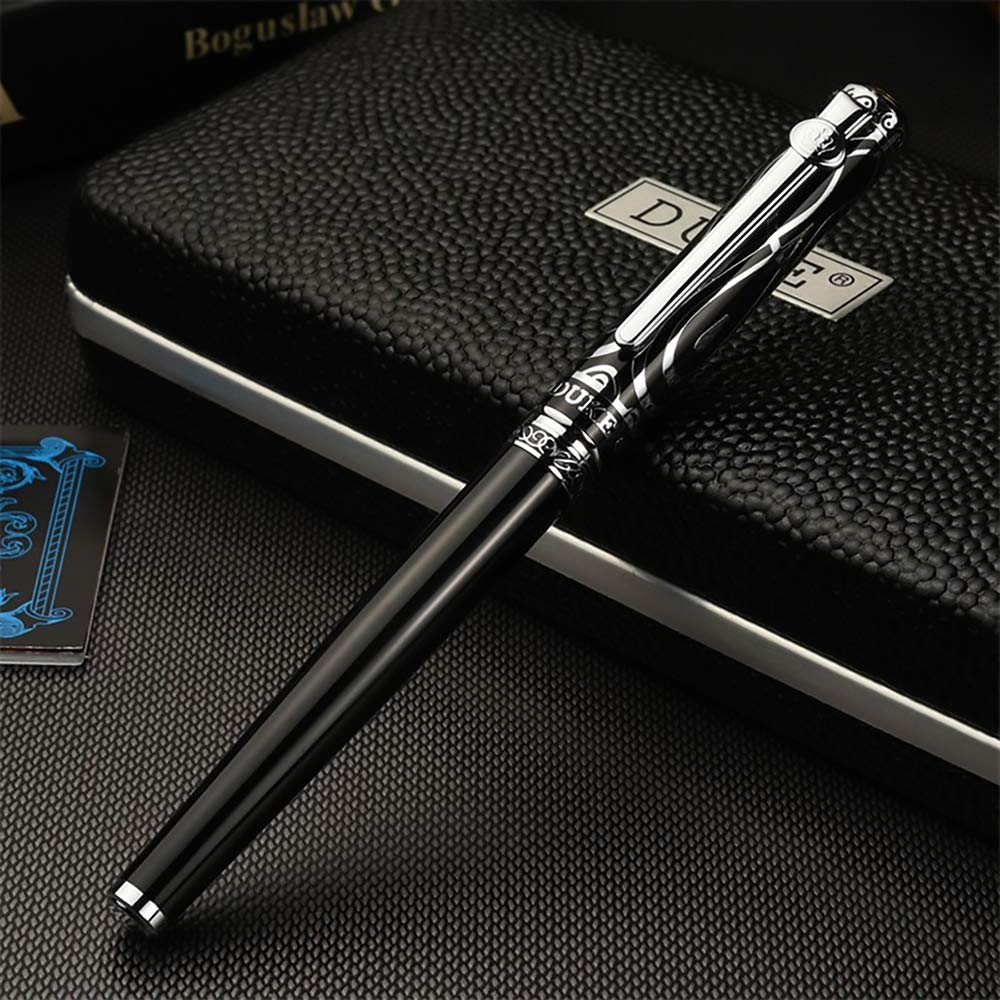 erofa Duke Ruby Fountain Pen Sliver Trim with Ink Refills Converter in Luxury Gift Box Set for